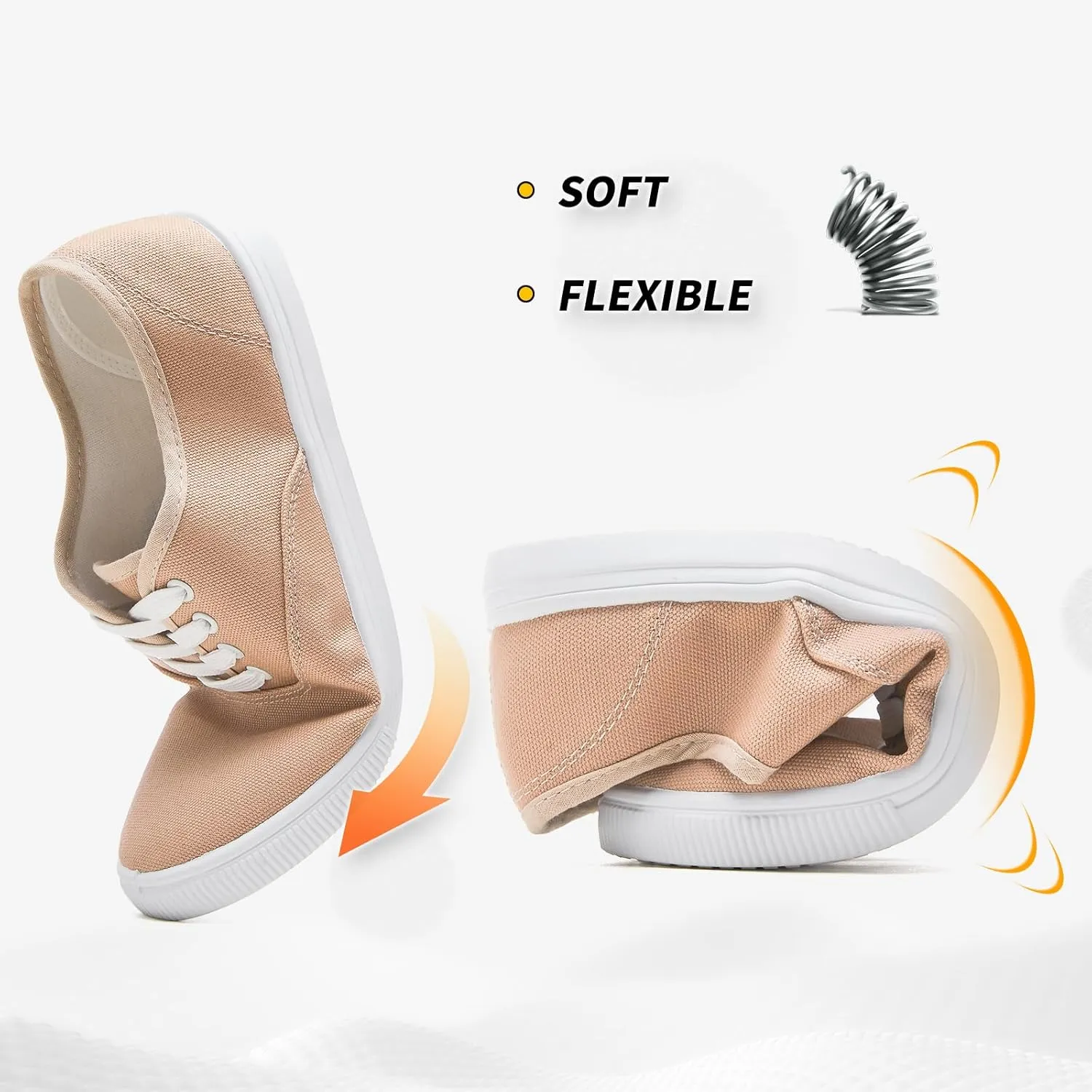 Womens Classic White Sneakers,Low Top White Canvas Shoes,Lightweight Casual Canvas Sneakers