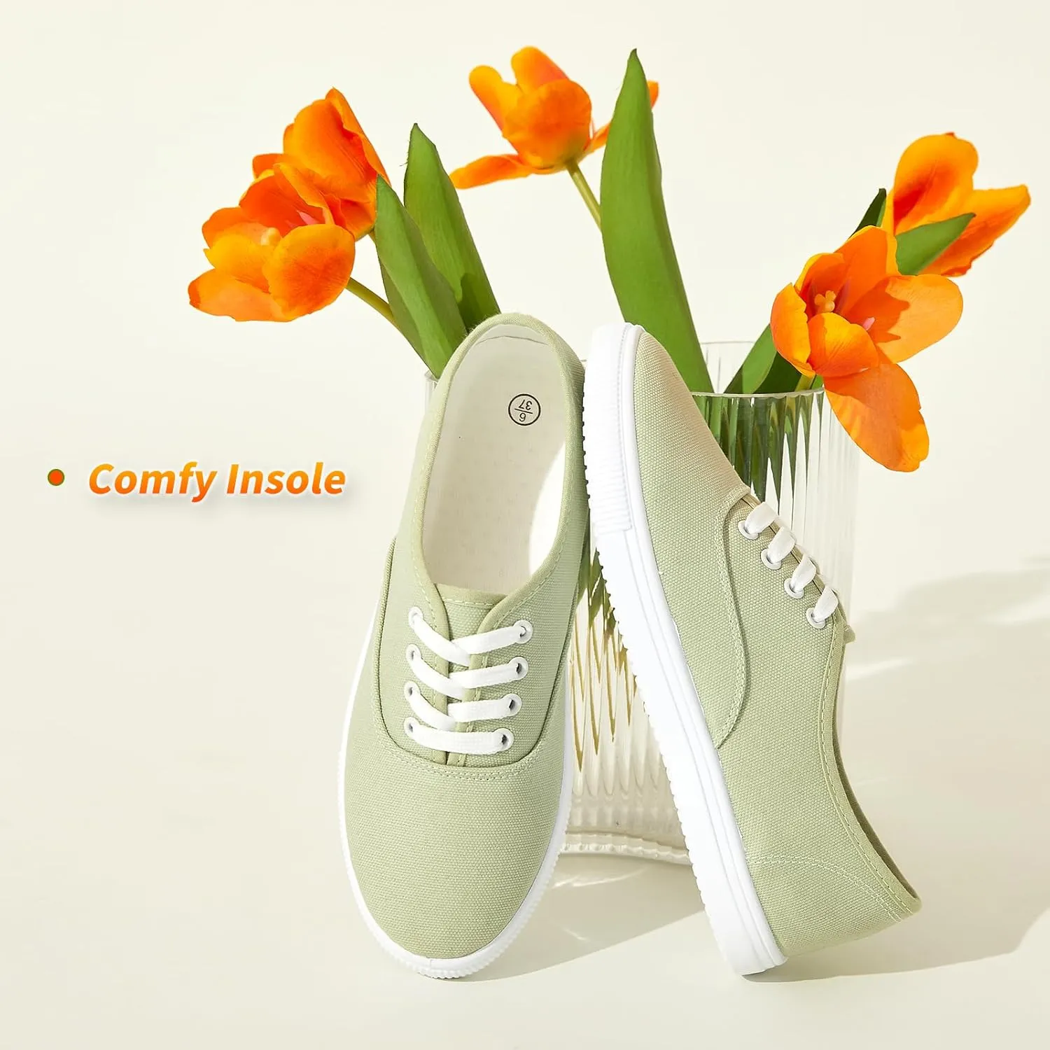 Womens Classic White Sneakers,Low Top White Canvas Shoes,Lightweight Casual Canvas Sneakers