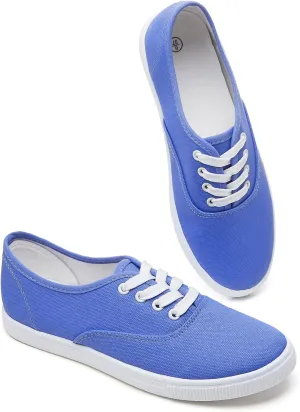 Womens Classic White Sneakers,Low Top White Canvas Shoes,Lightweight Casual Canvas Sneakers