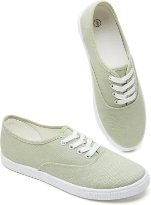 Womens Classic White Sneakers,Low Top White Canvas Shoes,Lightweight Casual Canvas Sneakers