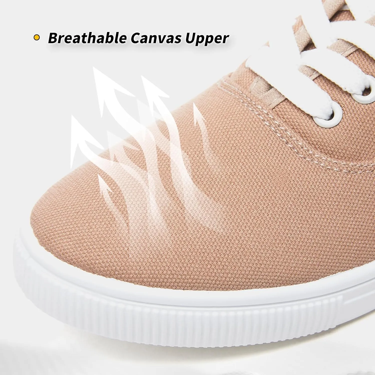Womens Classic White Sneakers,Low Top White Canvas Shoes,Lightweight Casual Canvas Sneakers