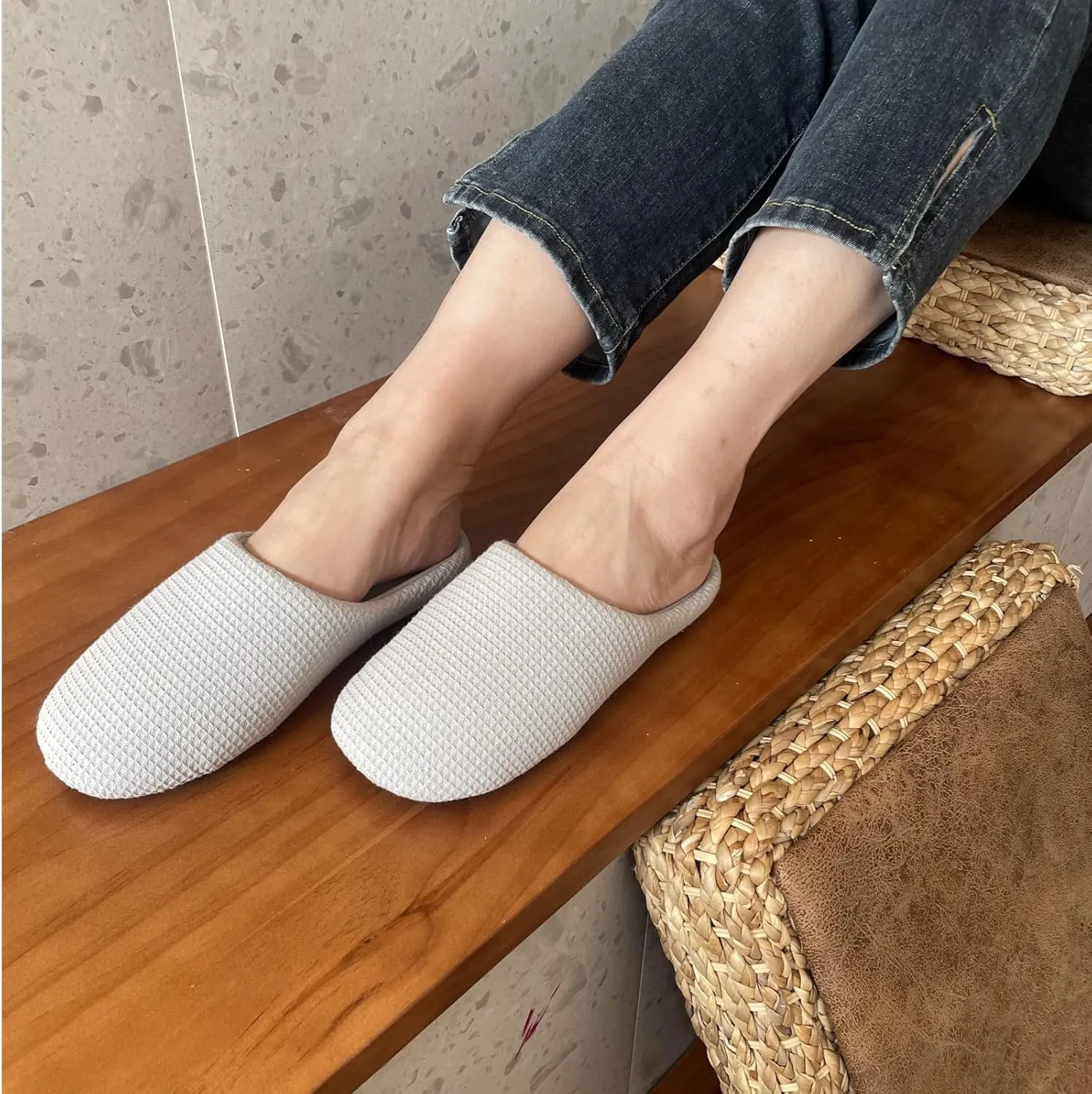 Womens Cotton Lightweight House Slippers With Memory Foam, Washable & Cozy Slip On