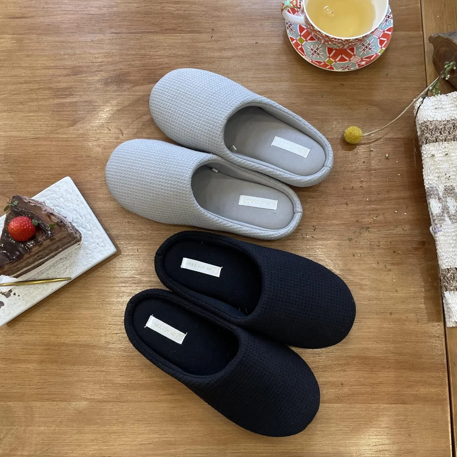 Womens Cotton Lightweight House Slippers With Memory Foam, Washable & Cozy Slip On