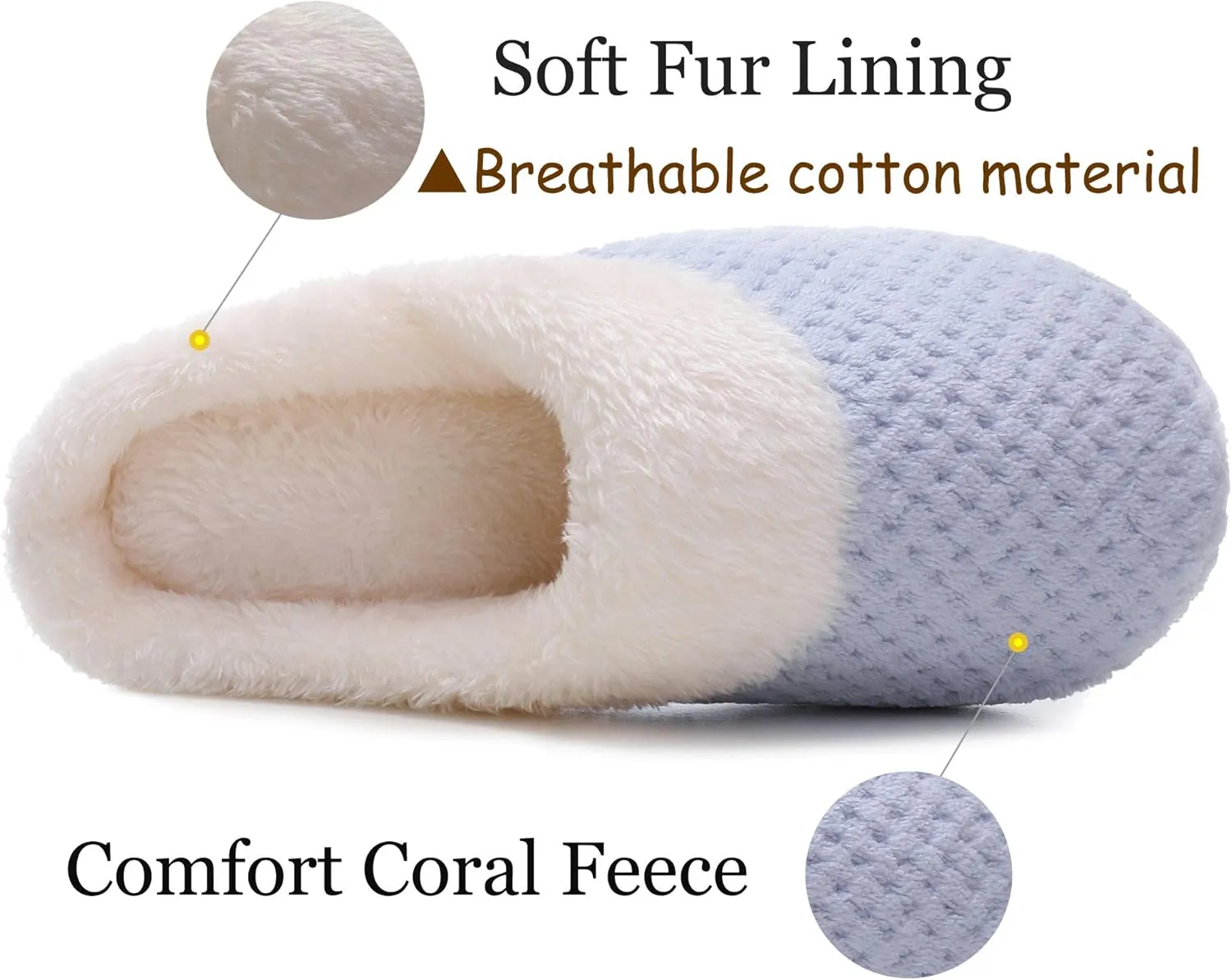 Women's Cozy House Slippers Memory Foam Furry Bedroom Slippers Anti-Slip Sole for Indoor Outdoor Use