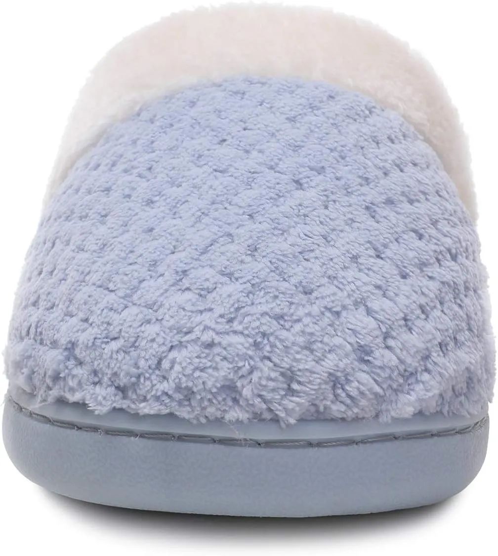 Women's Cozy House Slippers Memory Foam Furry Bedroom Slippers Anti-Slip Sole for Indoor Outdoor Use