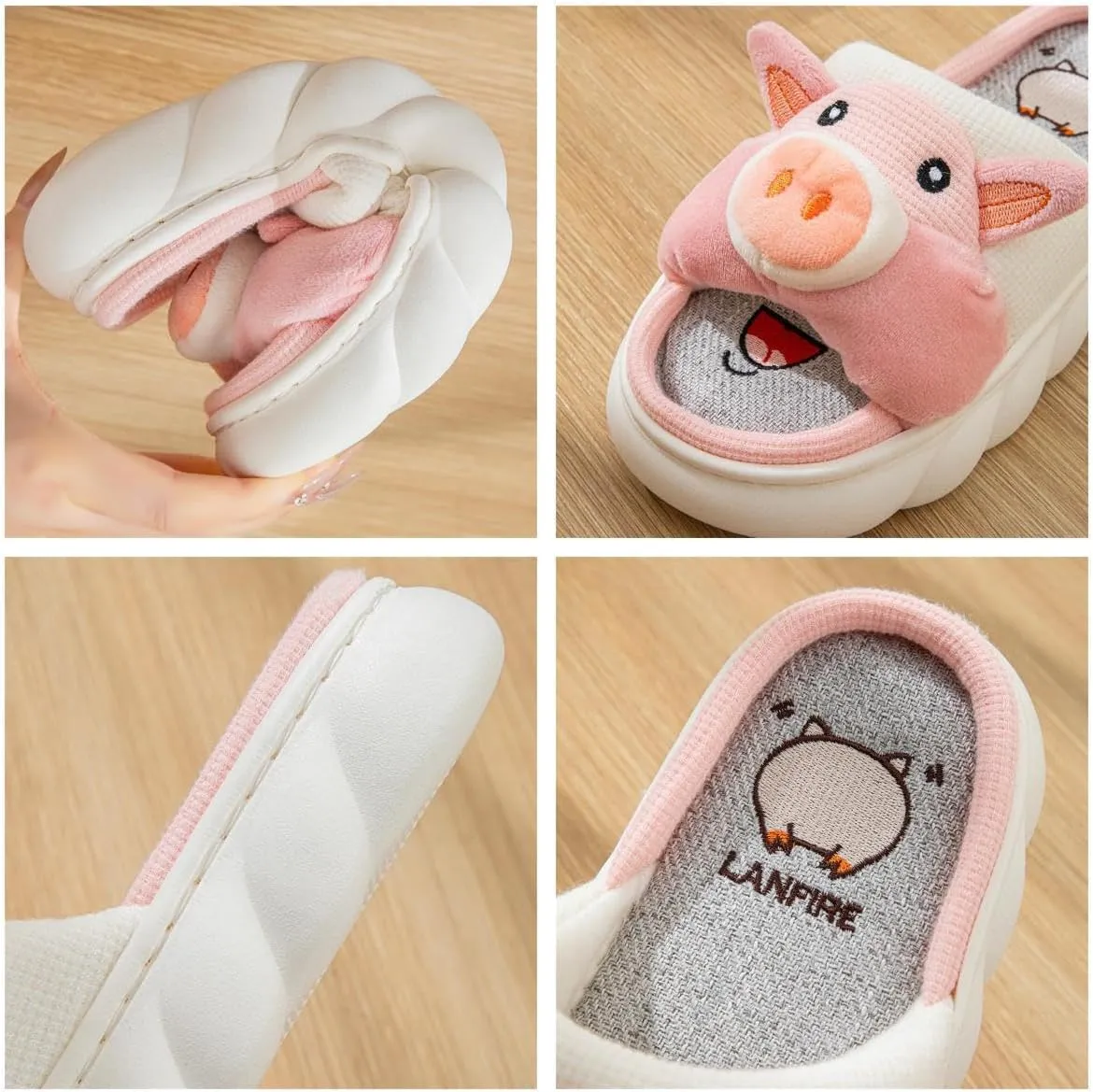 Women's Cute Animal Pig Slippers - Soft, Cosy Four Seasons Home Linen Slippers