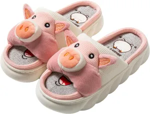 Women's Cute Animal Pig Slippers - Soft, Cosy Four Seasons Home Linen Slippers