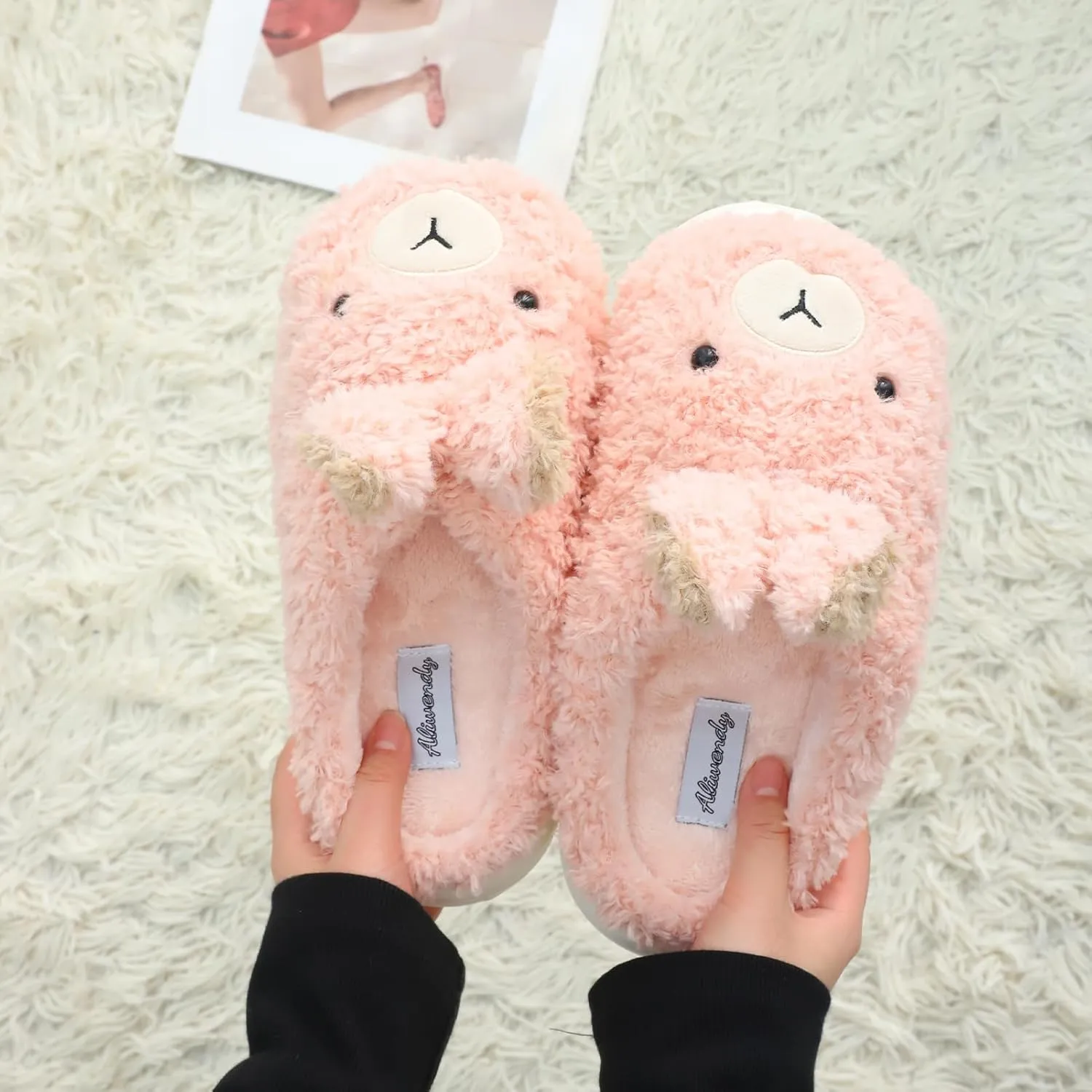 Women's Cute Animal Slippers - Warm Memory Foam Soft Fleece Plush House Slippers for Indoor & Outdoor