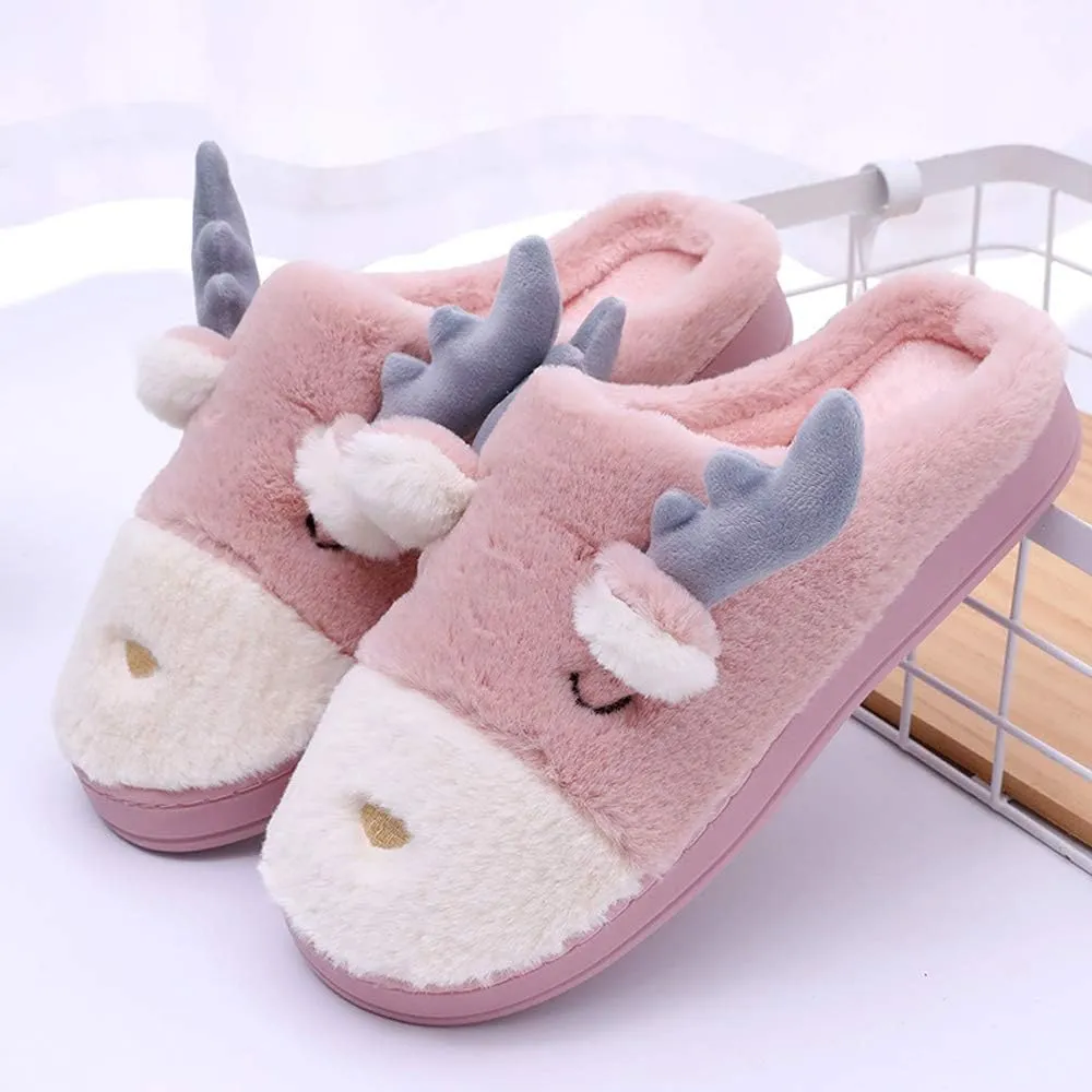 Women's Cute Animal Slippers - Warm Memory Foam Soft Fleece Plush House Slippers for Indoor & Outdoor