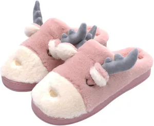 Women's Cute Animal Slippers - Warm Memory Foam Soft Fleece Plush House Slippers for Indoor & Outdoor