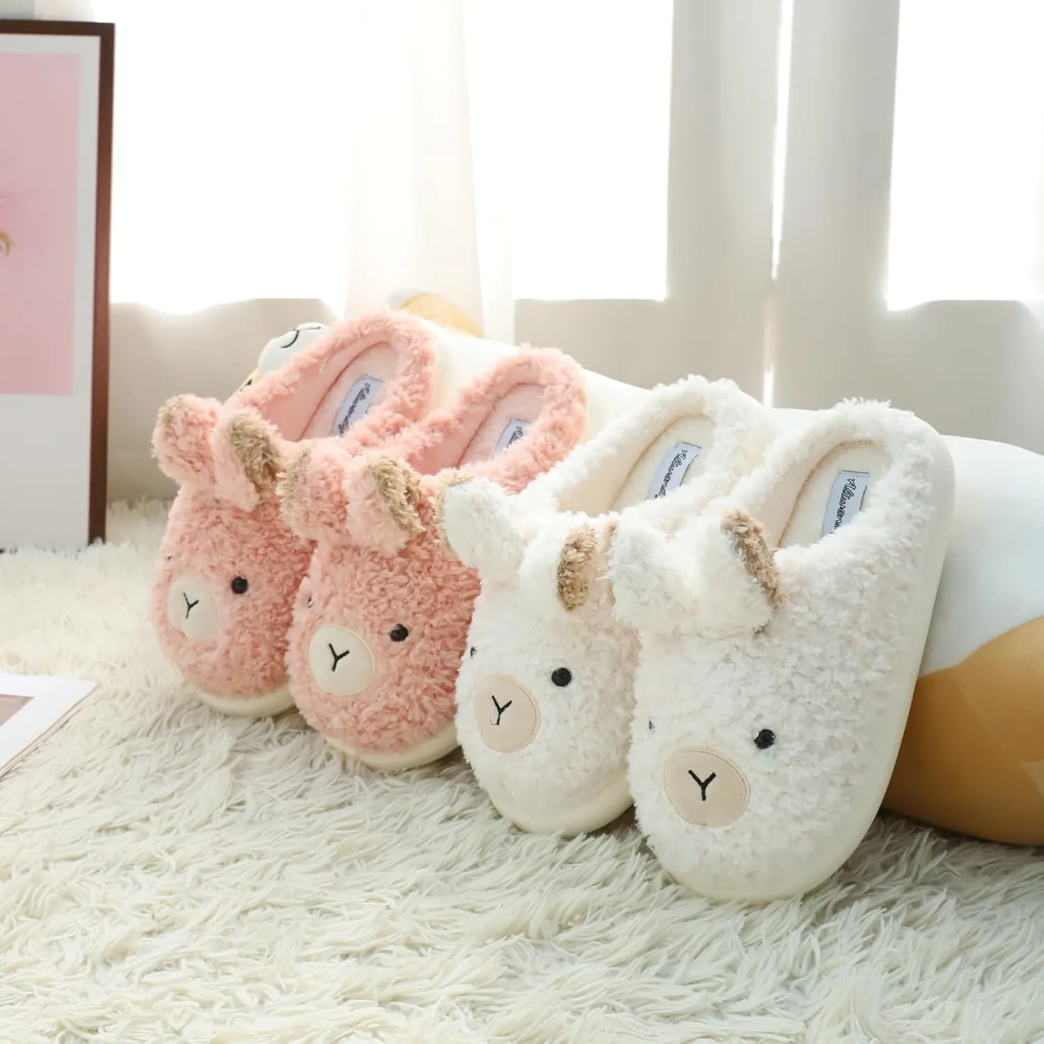 Women's Cute Animal Slippers - Warm Memory Foam Soft Fleece Plush House Slippers for Indoor & Outdoor