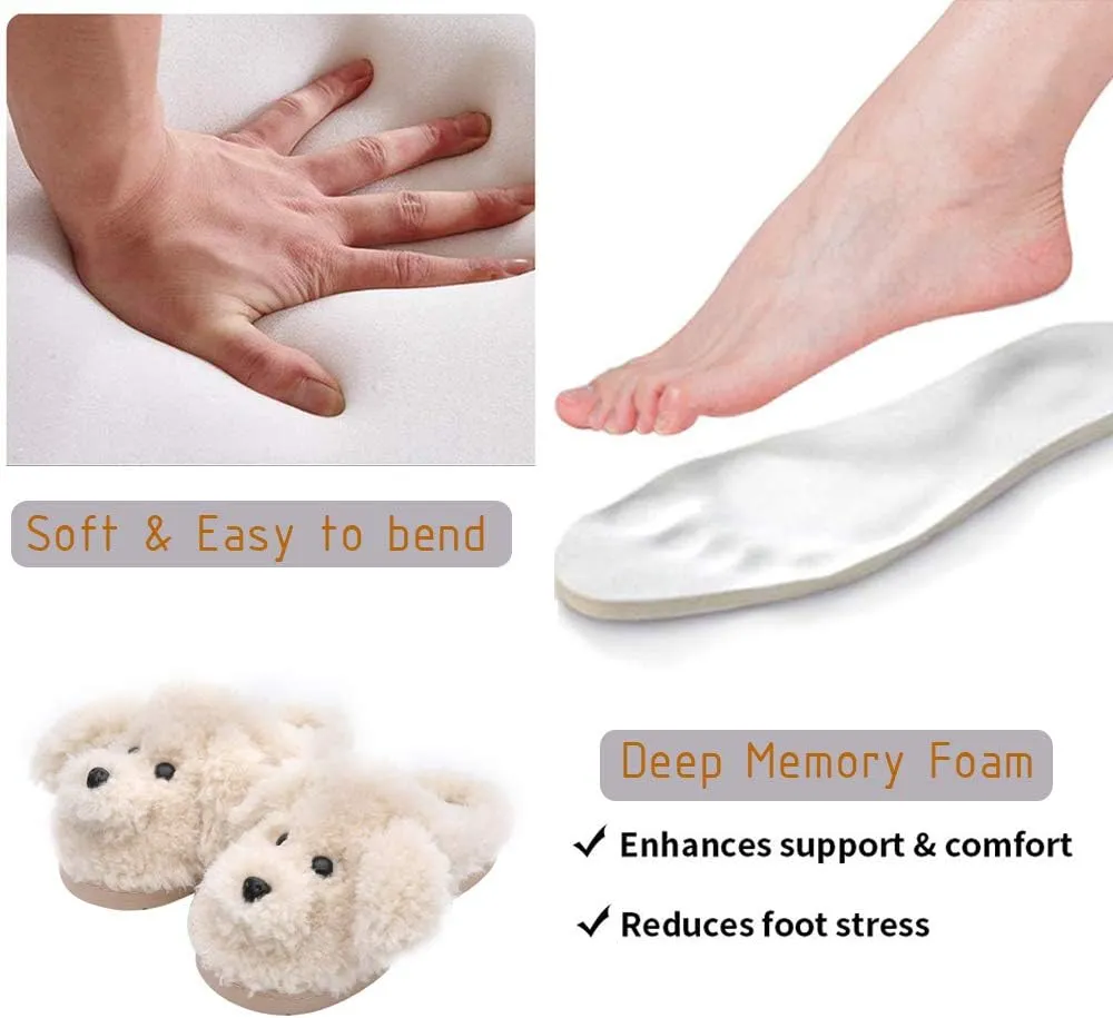 Women's Cute Animal Slippers - Warm Memory Foam Soft Fleece Plush House Slippers for Indoor & Outdoor