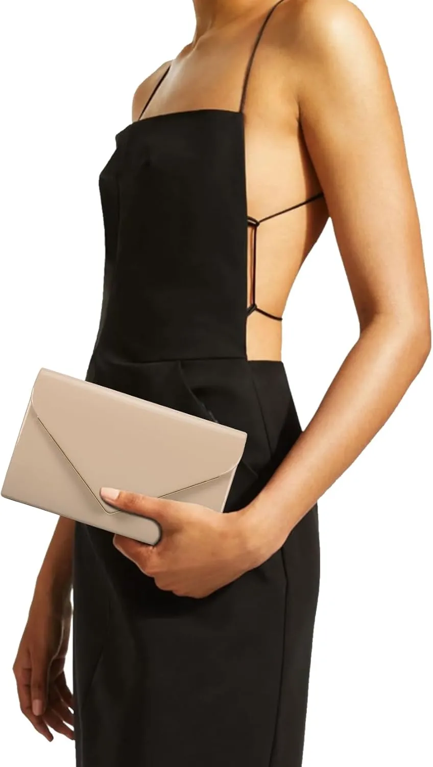 Women's Evening Clutch Bags for Formal Cocktail Prom Wedding Party Patent Leather Dressy Foldover Purse