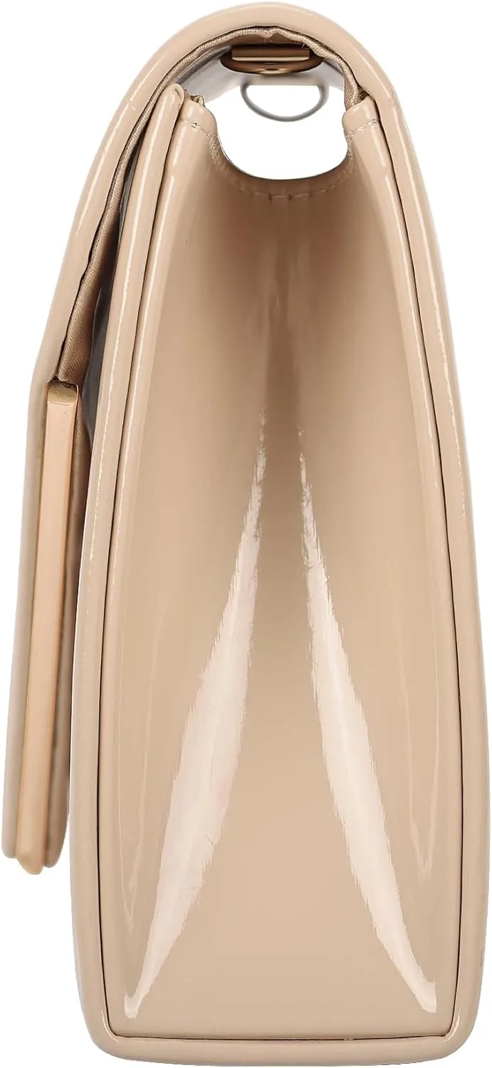 Women's Evening Clutch Bags for Formal Cocktail Prom Wedding Party Patent Leather Dressy Foldover Purse