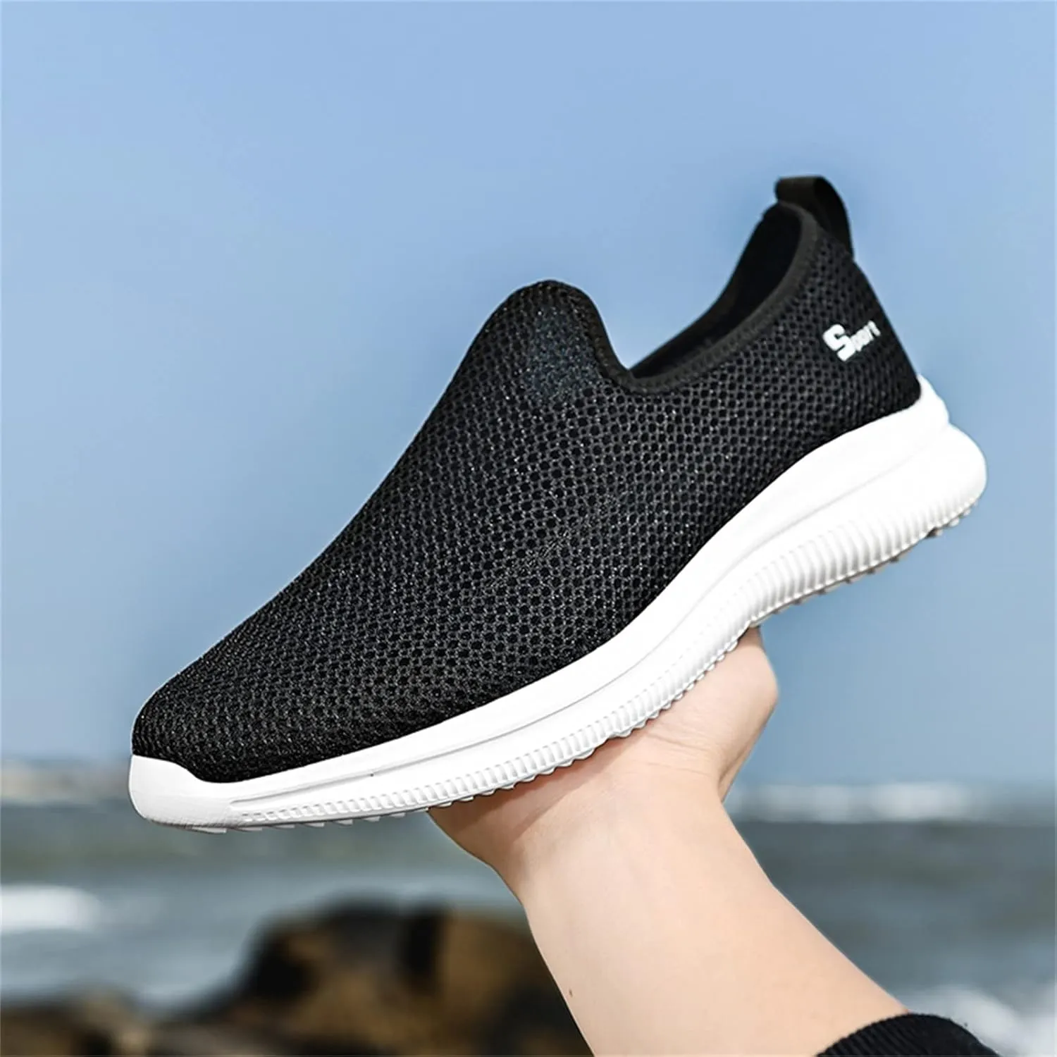 Women's Fashion Sneaker Mesh Slip On Black Non Slip Shoes for Women Comfortable Trail Running Shoes Women Loafer Slides White Women Sneakers