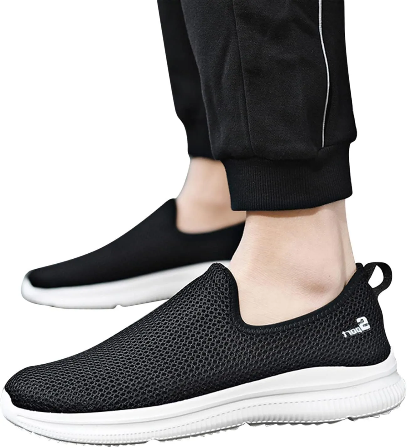 Women's Fashion Sneaker Mesh Slip On Black Non Slip Shoes for Women Comfortable Trail Running Shoes Women Loafer Slides White Women Sneakers
