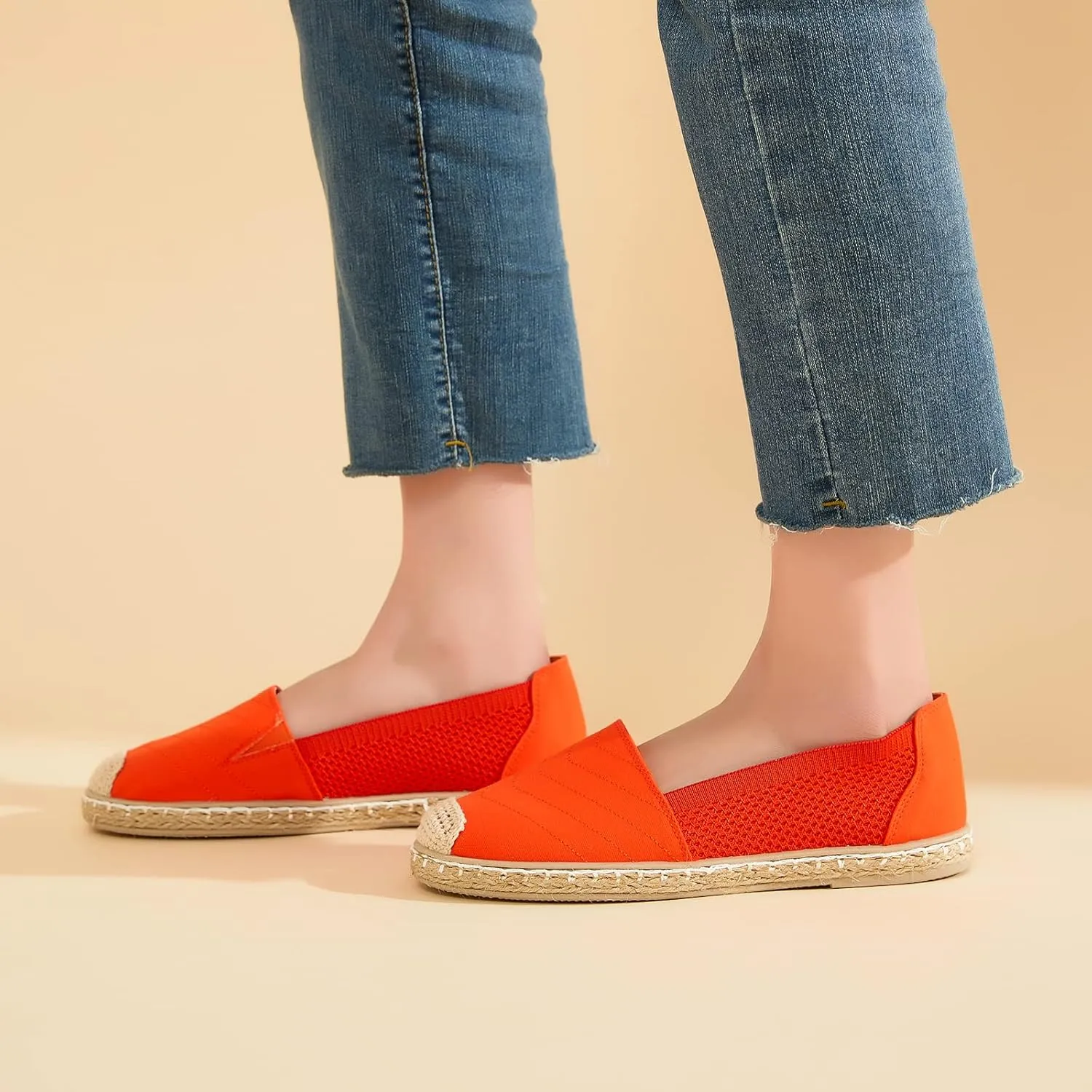 Women's Flats Shoes,Breathable Black Espadrilles Flats,Black and White Slip on Shoes(Lightweight and Soft)