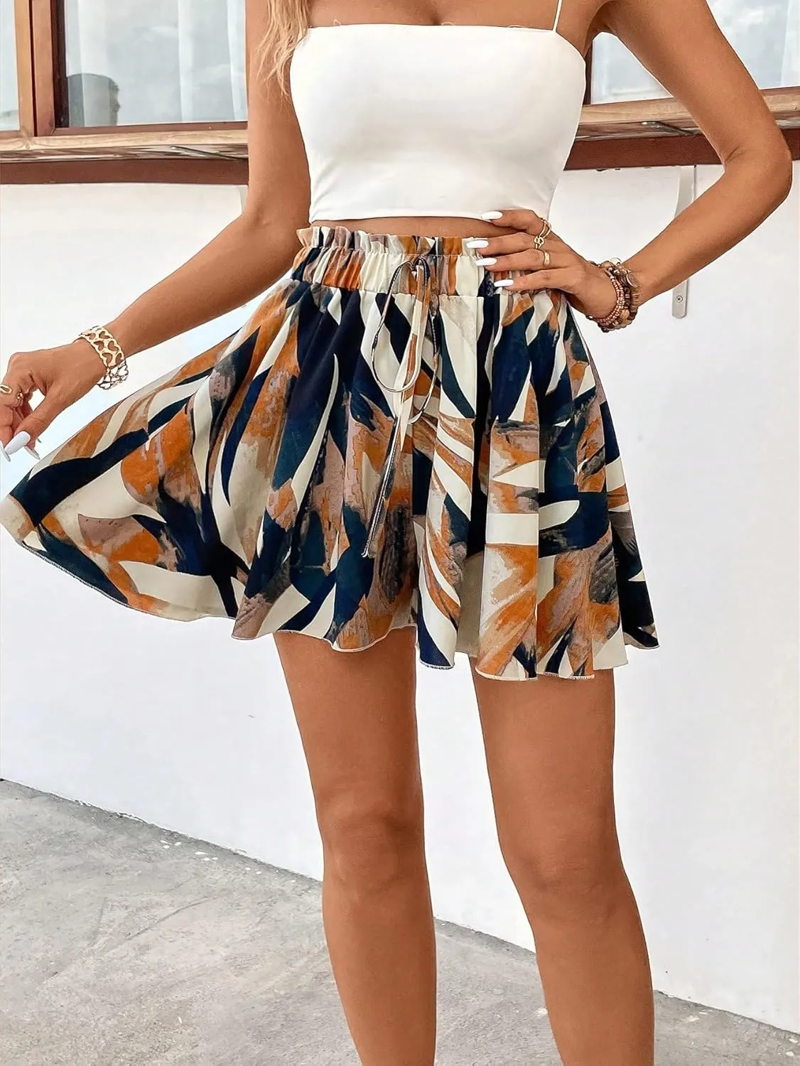 Women's Flowy Shorts Beach Vacation Summer High Waist Wide Leg Casual Dressy Shorts