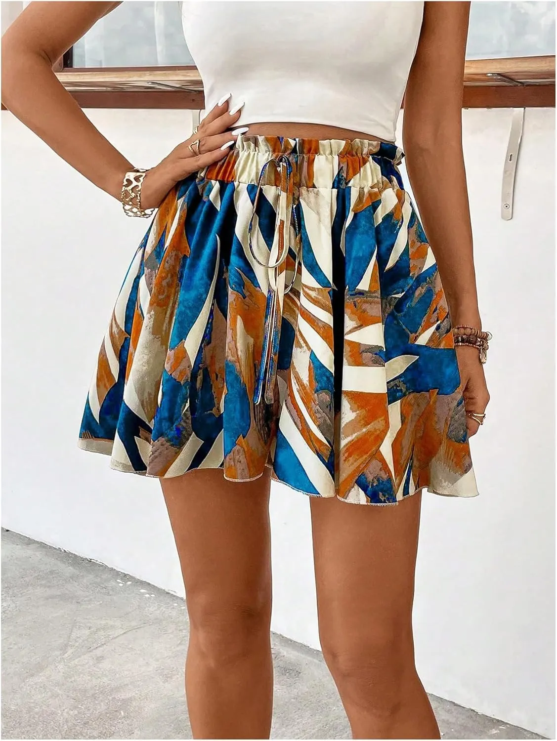 Women's Flowy Shorts Beach Vacation Summer High Waist Wide Leg Casual Dressy Shorts