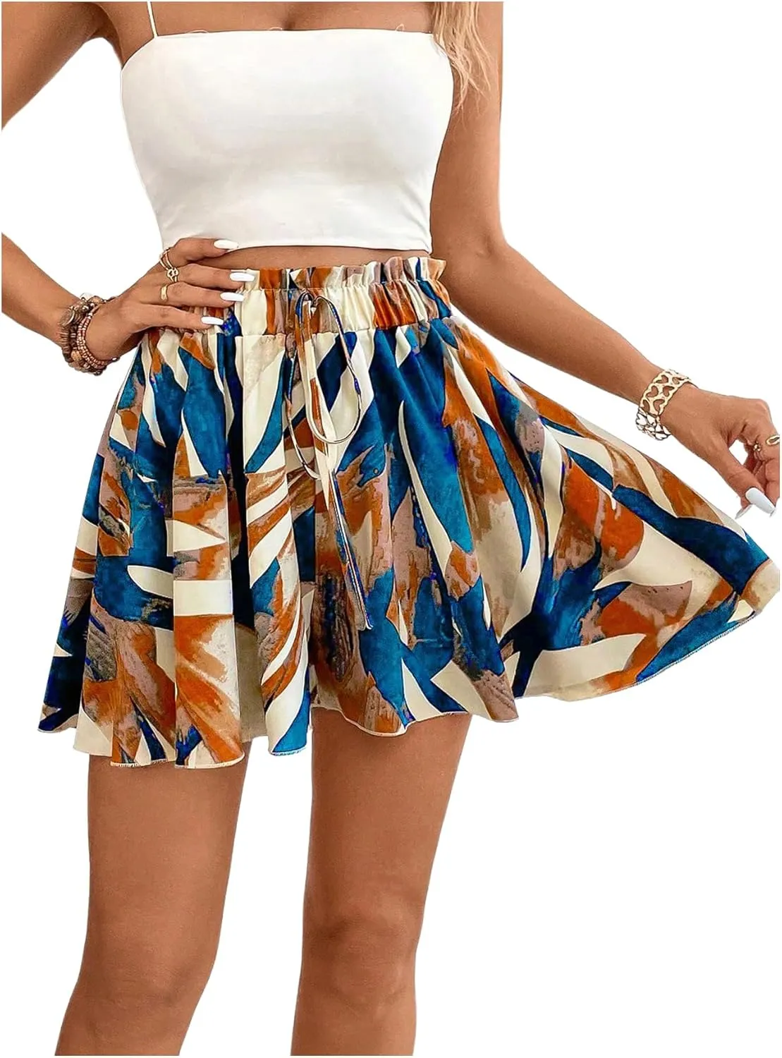 Women's Flowy Shorts Beach Vacation Summer High Waist Wide Leg Casual Dressy Shorts