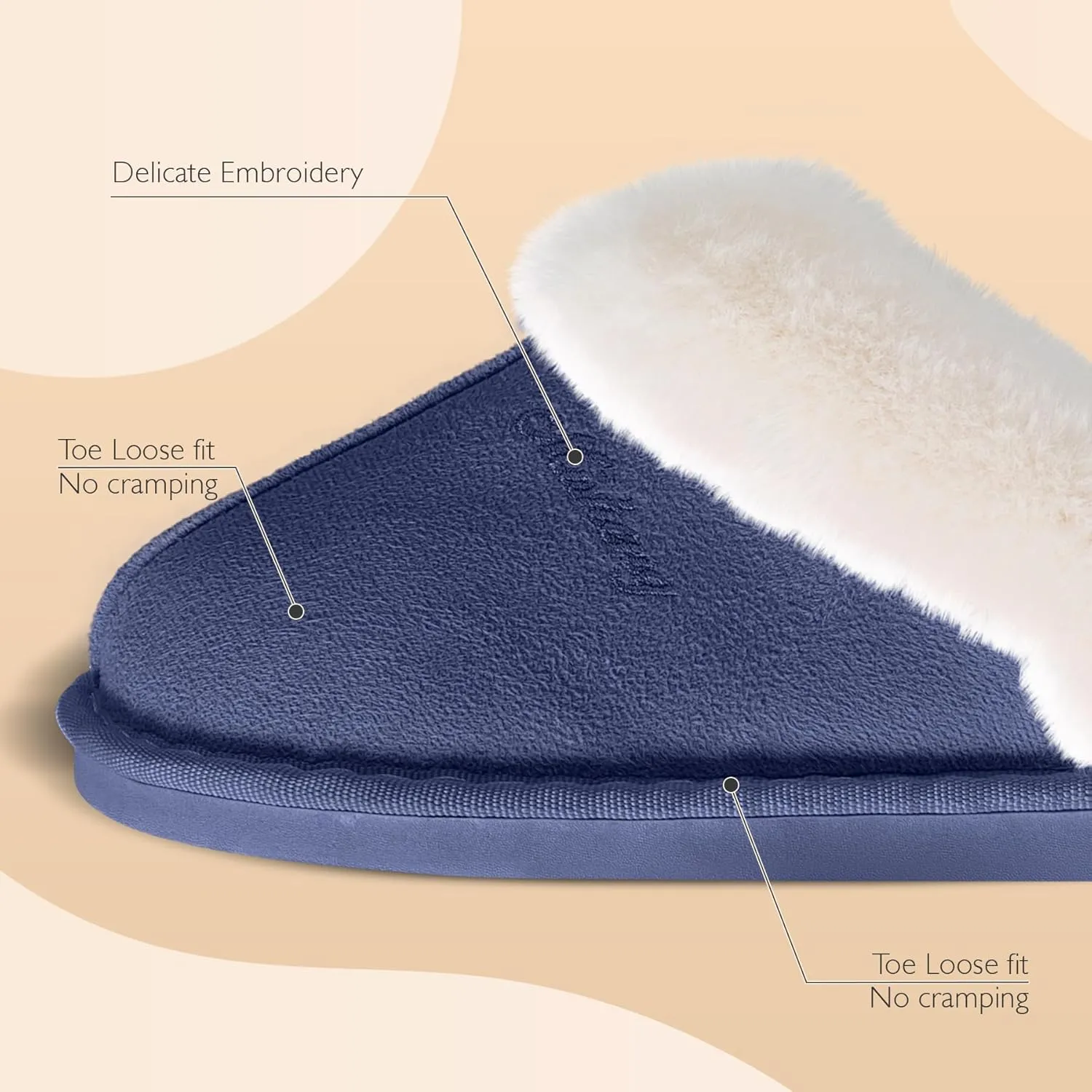 Women's Fluffy Memory Foam House Slippers - Non-slip Indoor/Outdoor