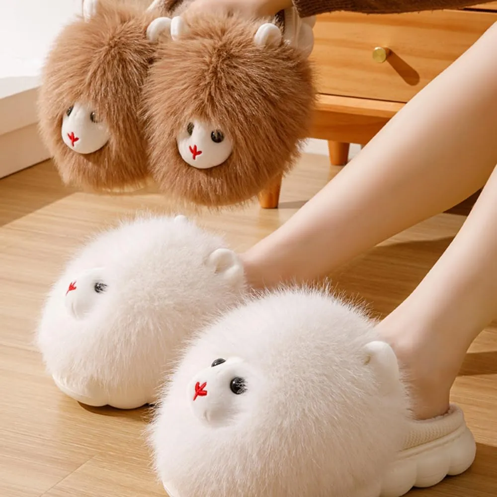 Women's Fuzzy Animal House Slippers Alpaca Girl Fun Warm Funny Cozy Fluffy Kawaii Fuzzy Indoor Outdoor Bedroom