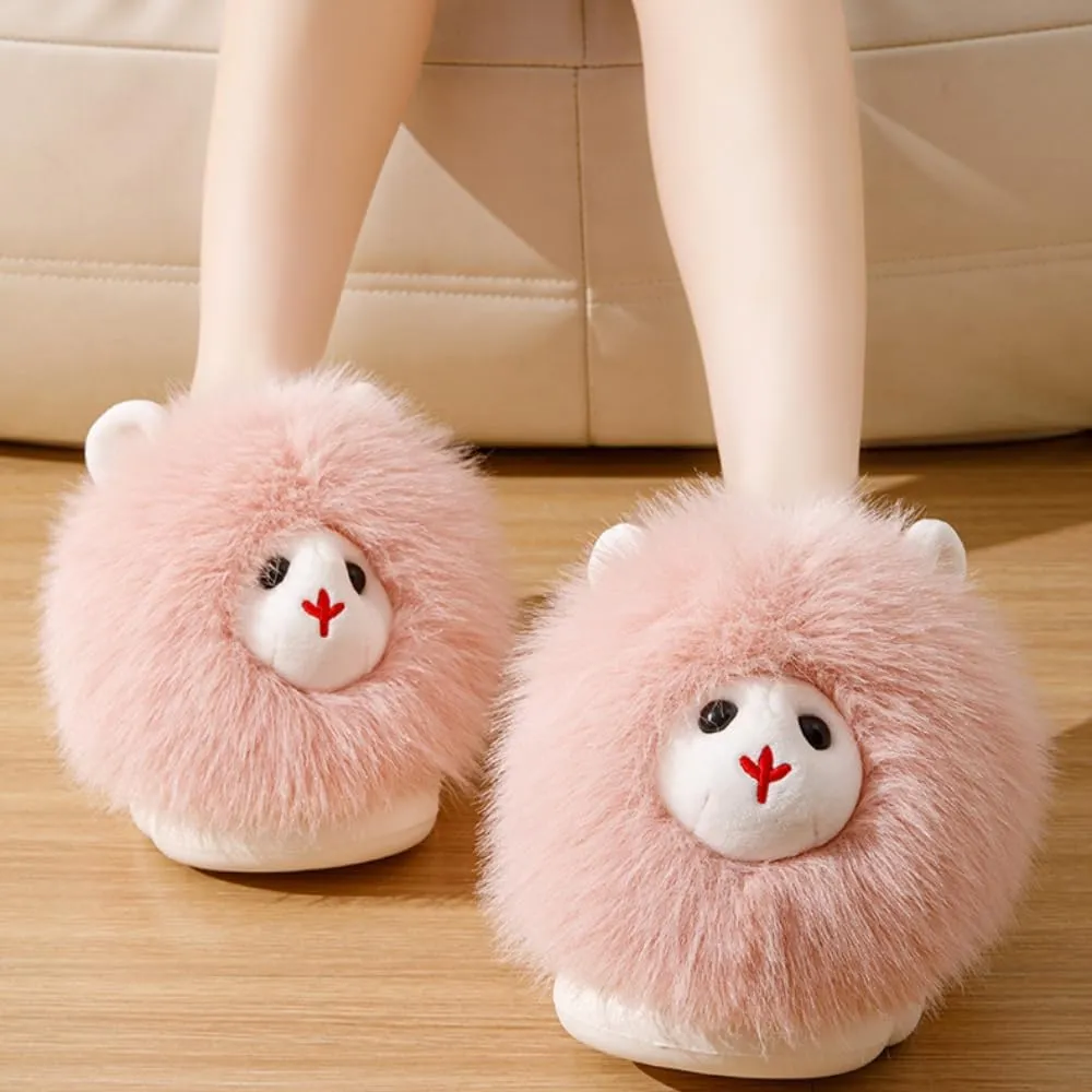 Women's Fuzzy Animal House Slippers Alpaca Girl Fun Warm Funny Cozy Fluffy Kawaii Fuzzy Indoor Outdoor Bedroom