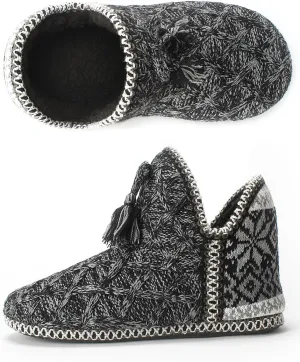 Women's Fuzzy Bootie Slippers, Plush Fleece & Memory Foam House Boots, Cozy Non-Slip Indoor/Outdoor Shoes