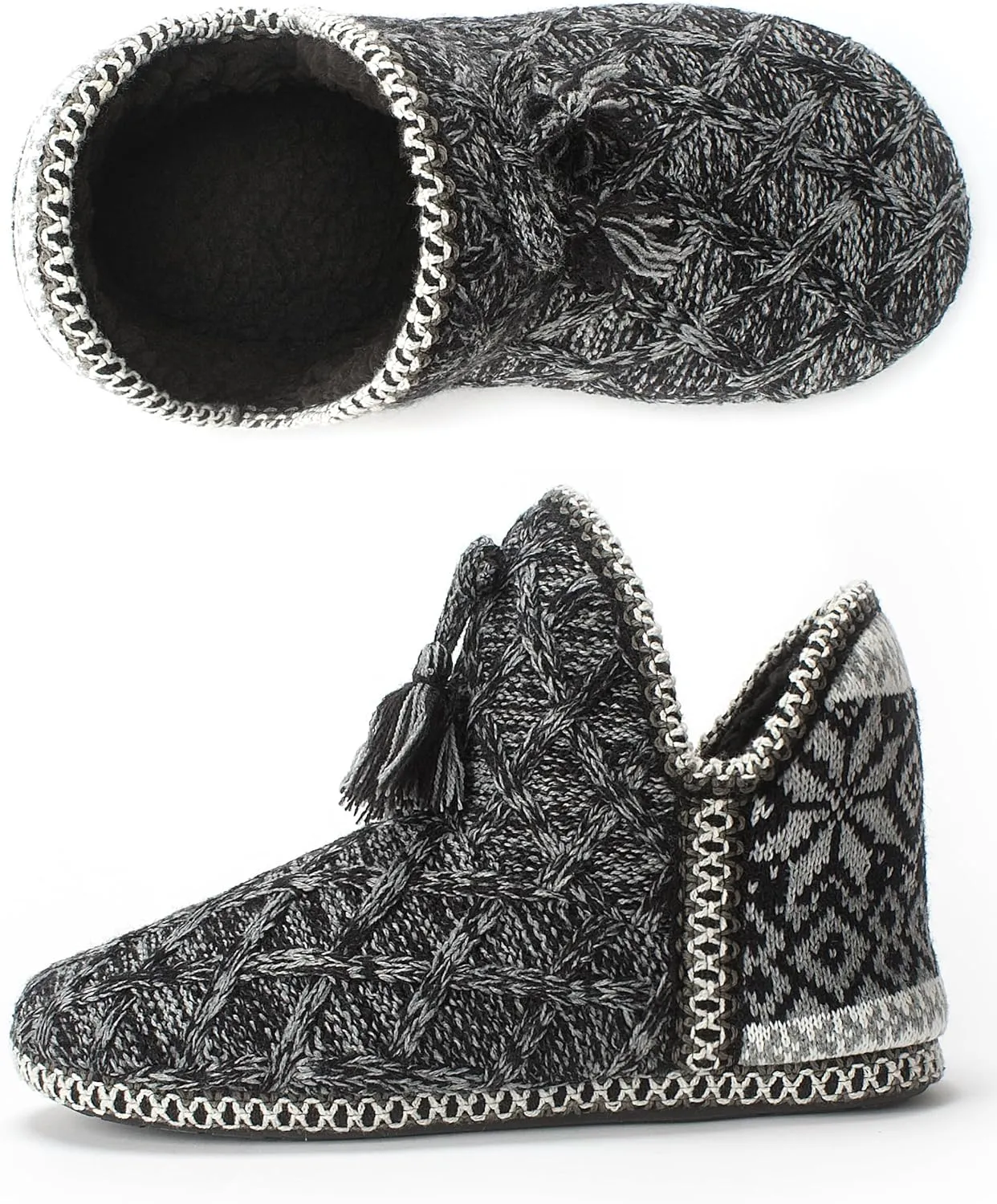 Women's Fuzzy Bootie Slippers, Plush Fleece & Memory Foam House Boots, Cozy Non-Slip Indoor/Outdoor Shoes