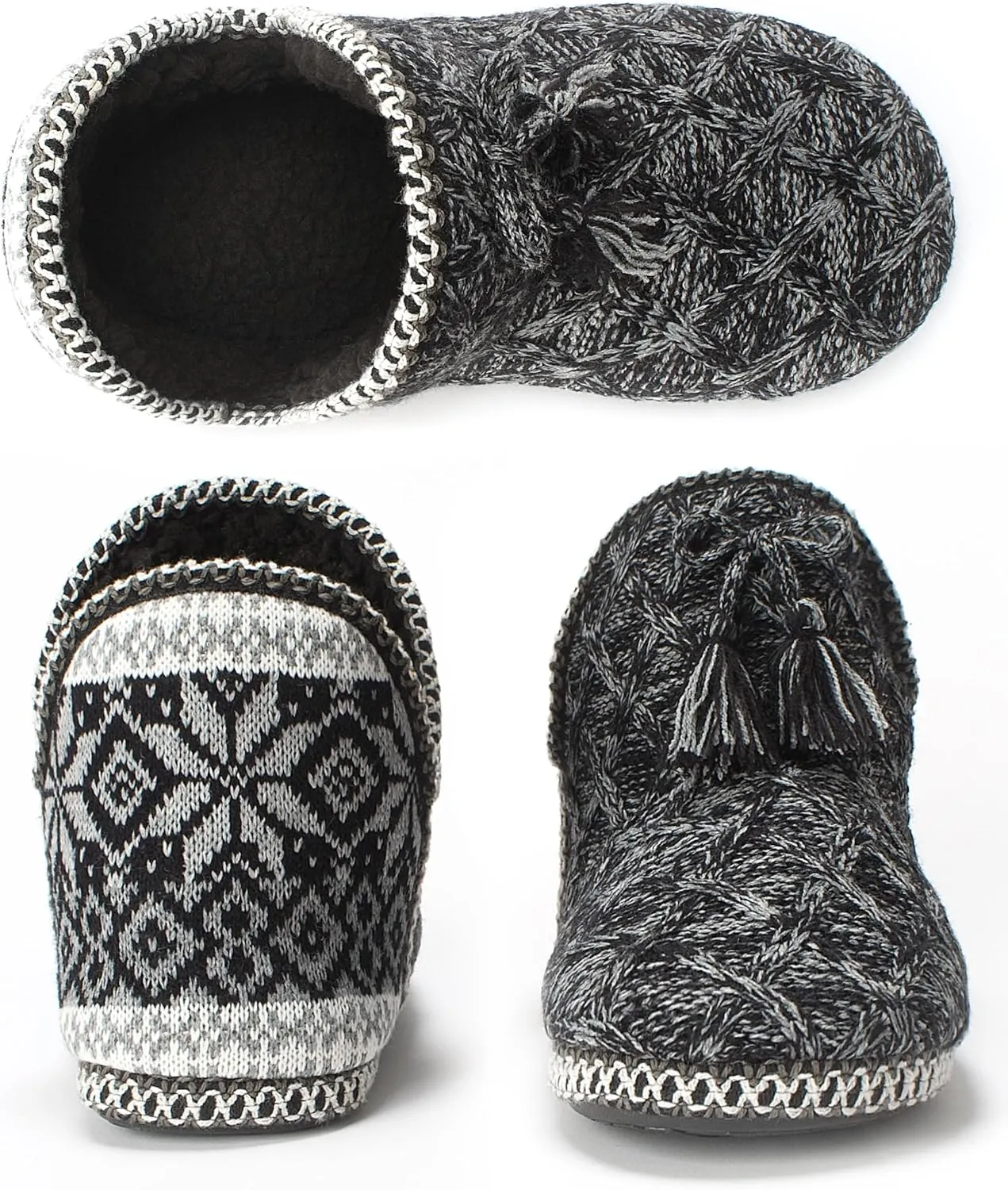 Women's Fuzzy Bootie Slippers, Plush Fleece & Memory Foam House Boots, Cozy Non-Slip Indoor/Outdoor Shoes
