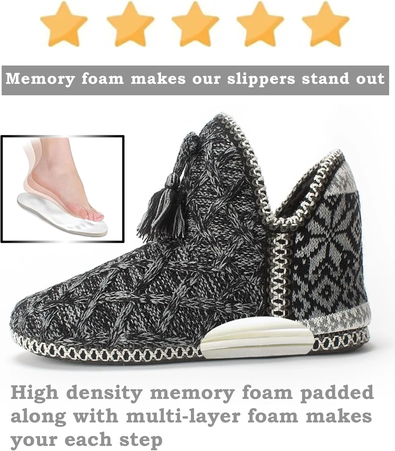 Women's Fuzzy Bootie Slippers, Plush Fleece & Memory Foam House Boots, Cozy Non-Slip Indoor/Outdoor Shoes