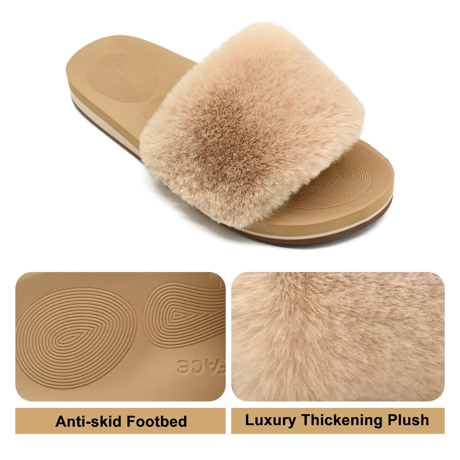 Women's Fuzzy House Slides with Arch Support