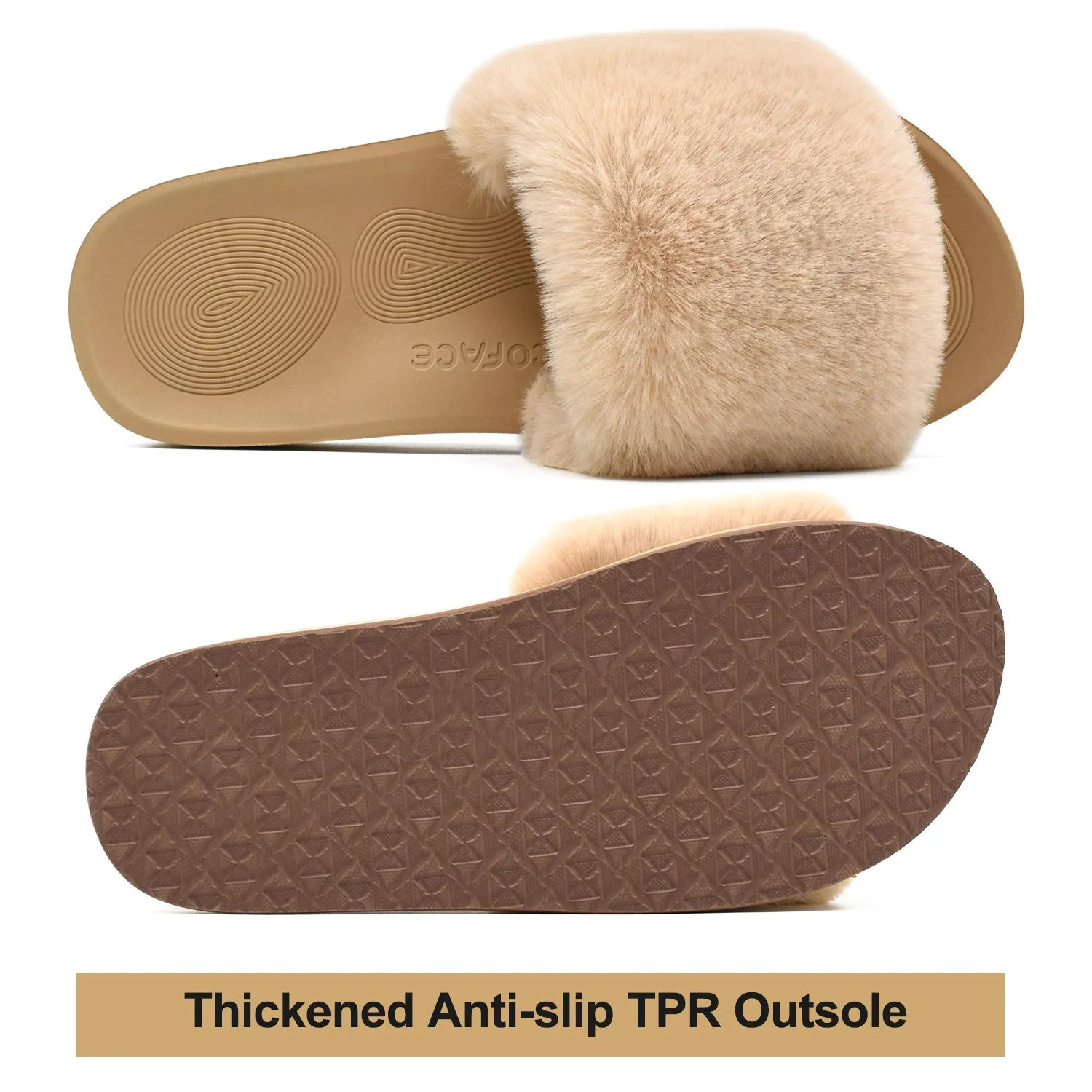 Women's Fuzzy House Slides with Arch Support