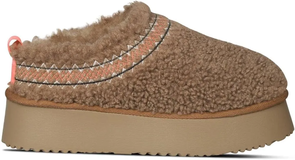 Women's Fuzzy Platform Slippers Boots Braid Slippers with Plush Fleece Lining Comfy Soft Non-Slip House Shoes for Indoor and Outdoor