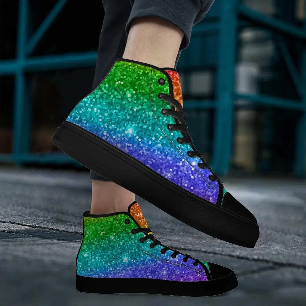 Women's Glitter Shoes High Top Canvas Sneakers Lace Up Casual Walking Shoes Gifts for Girlfriend Ladies