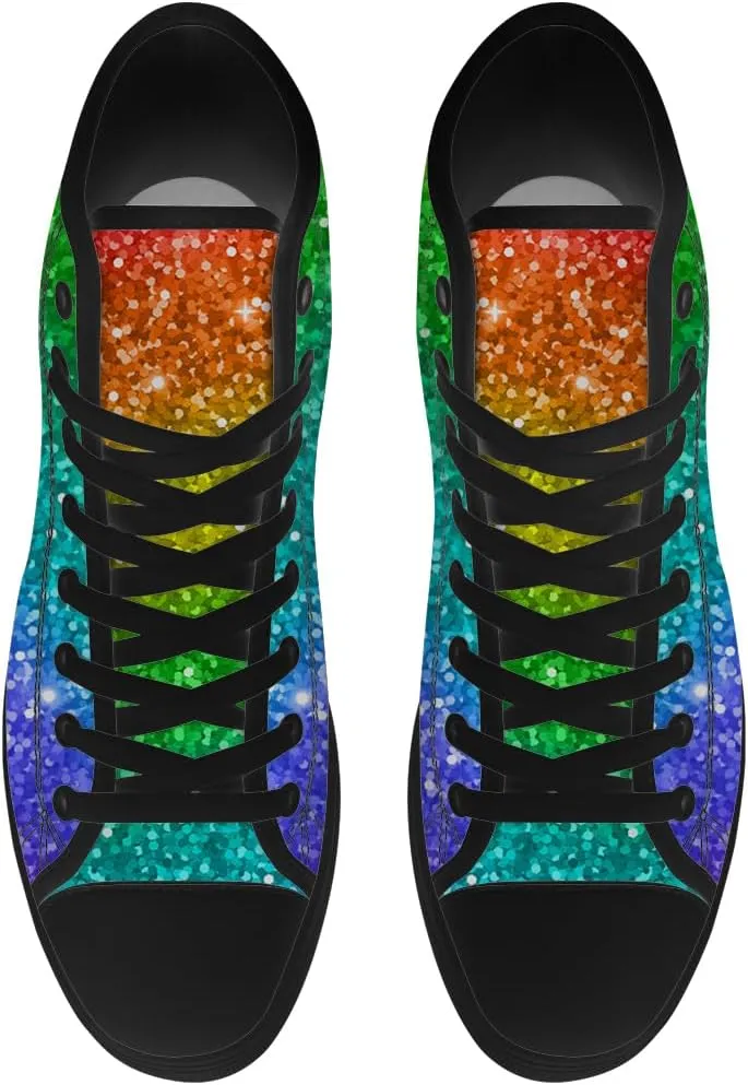 Women's Glitter Shoes High Top Canvas Sneakers Lace Up Casual Walking Shoes Gifts for Girlfriend Ladies