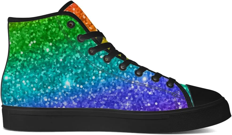 Women's Glitter Shoes High Top Canvas Sneakers Lace Up Casual Walking Shoes Gifts for Girlfriend Ladies