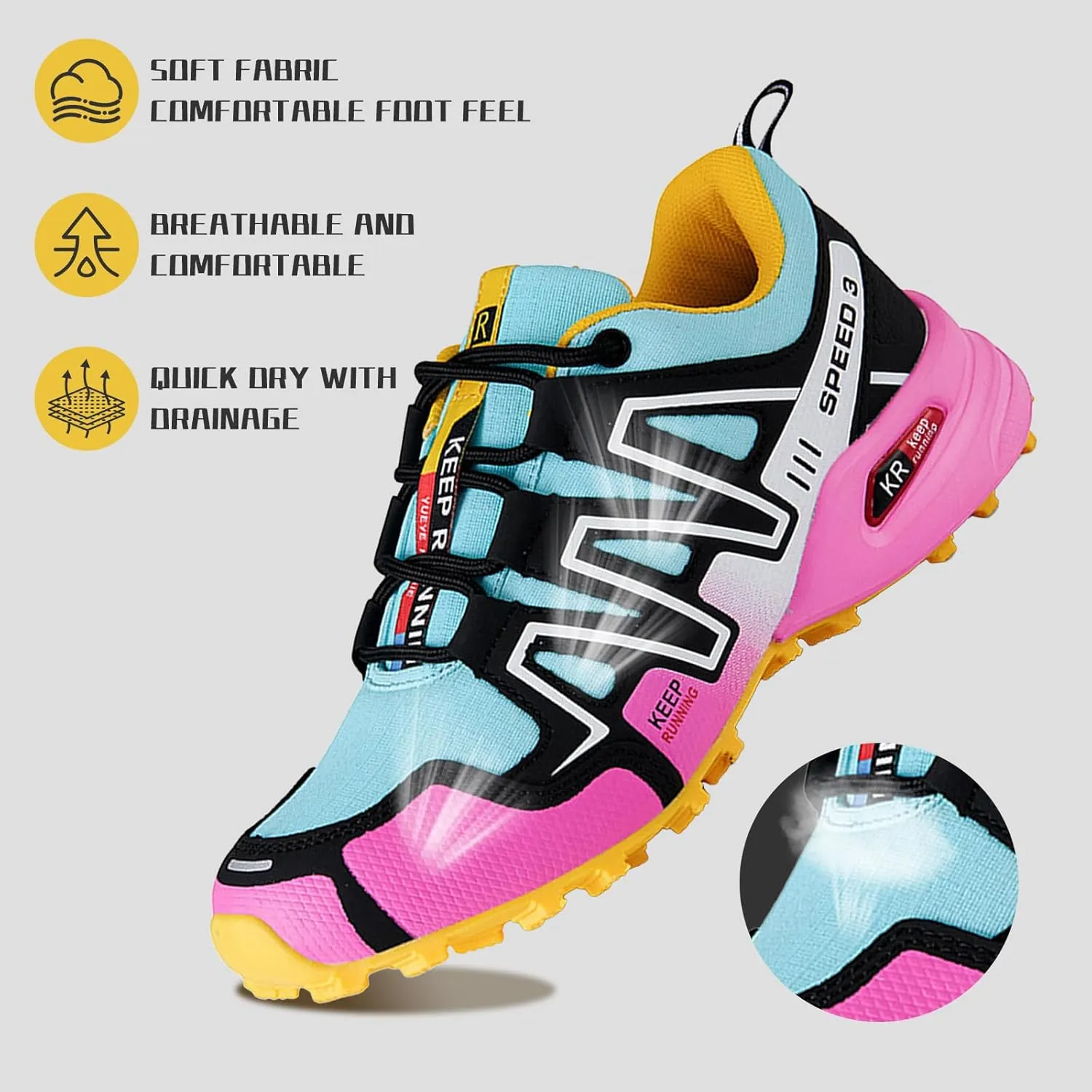 Women's Hiking Shoes Water Resistant Hiking Sneakers Trekking Shoes Trail Walking Running Camping Shoes Non-Slip Breathable Comfortable Lightweight