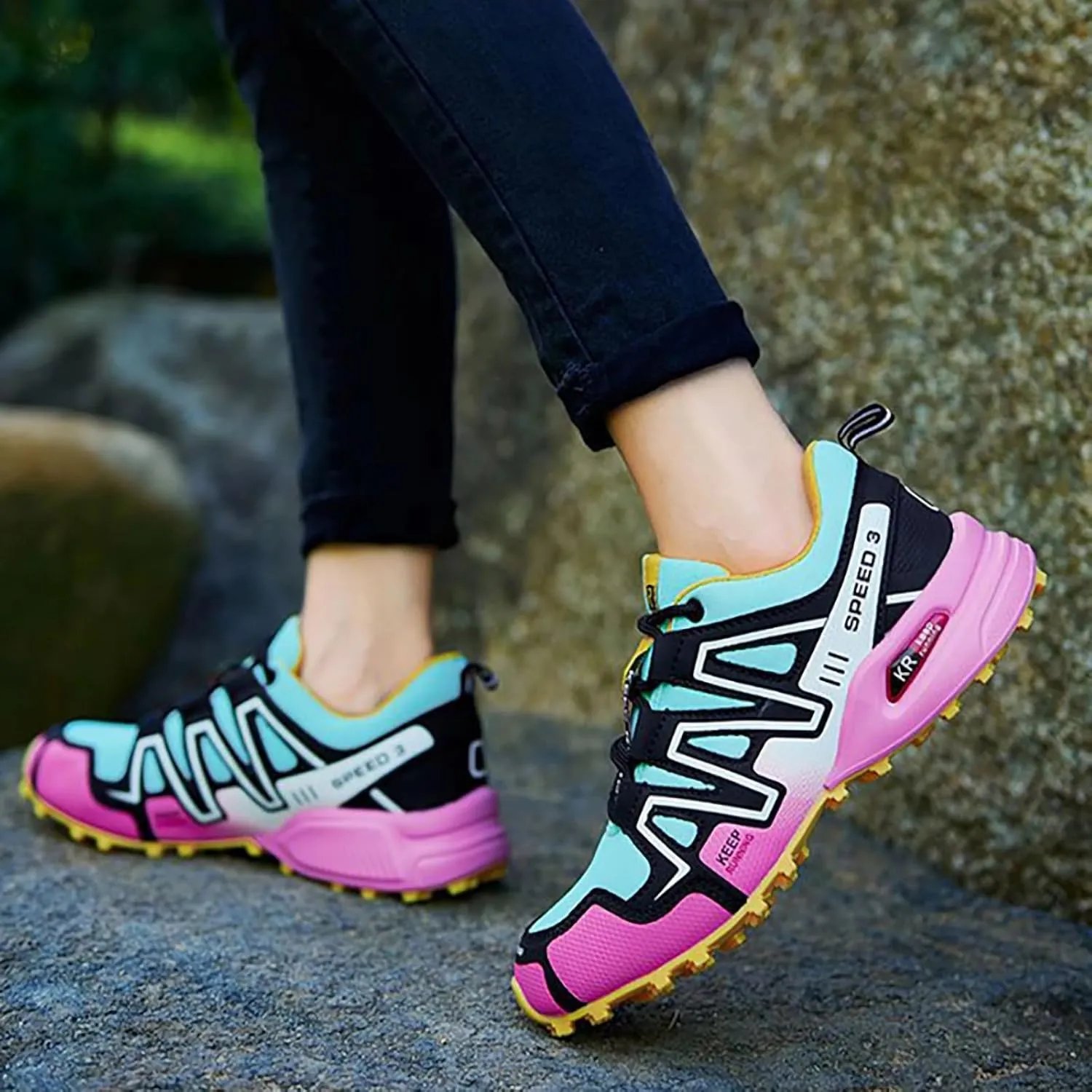 Women's Hiking Shoes Water Resistant Hiking Sneakers Trekking Shoes Trail Walking Running Camping Shoes Non-Slip Breathable Comfortable Lightweight