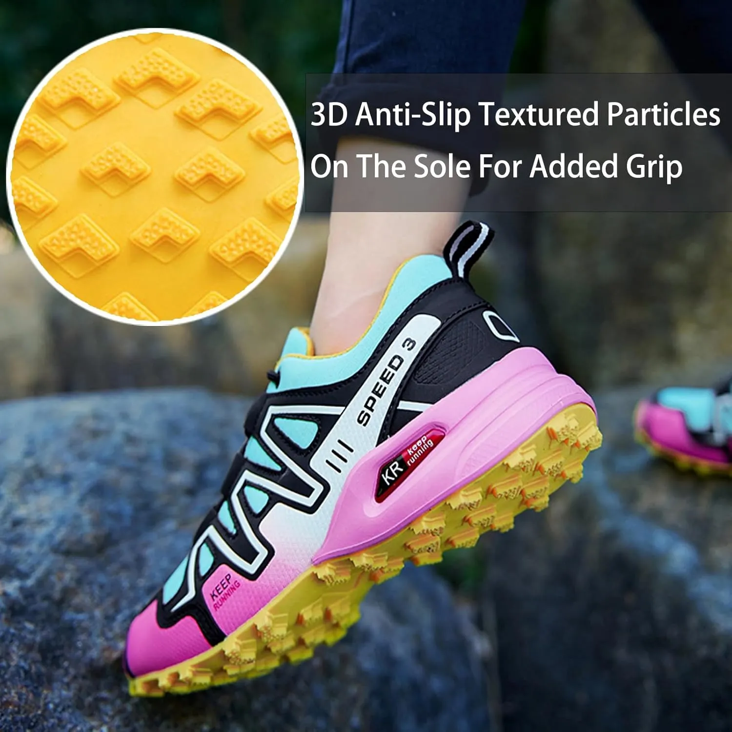 Women's Hiking Shoes Water Resistant Hiking Sneakers Trekking Shoes Trail Walking Running Camping Shoes Non-Slip Breathable Comfortable Lightweight