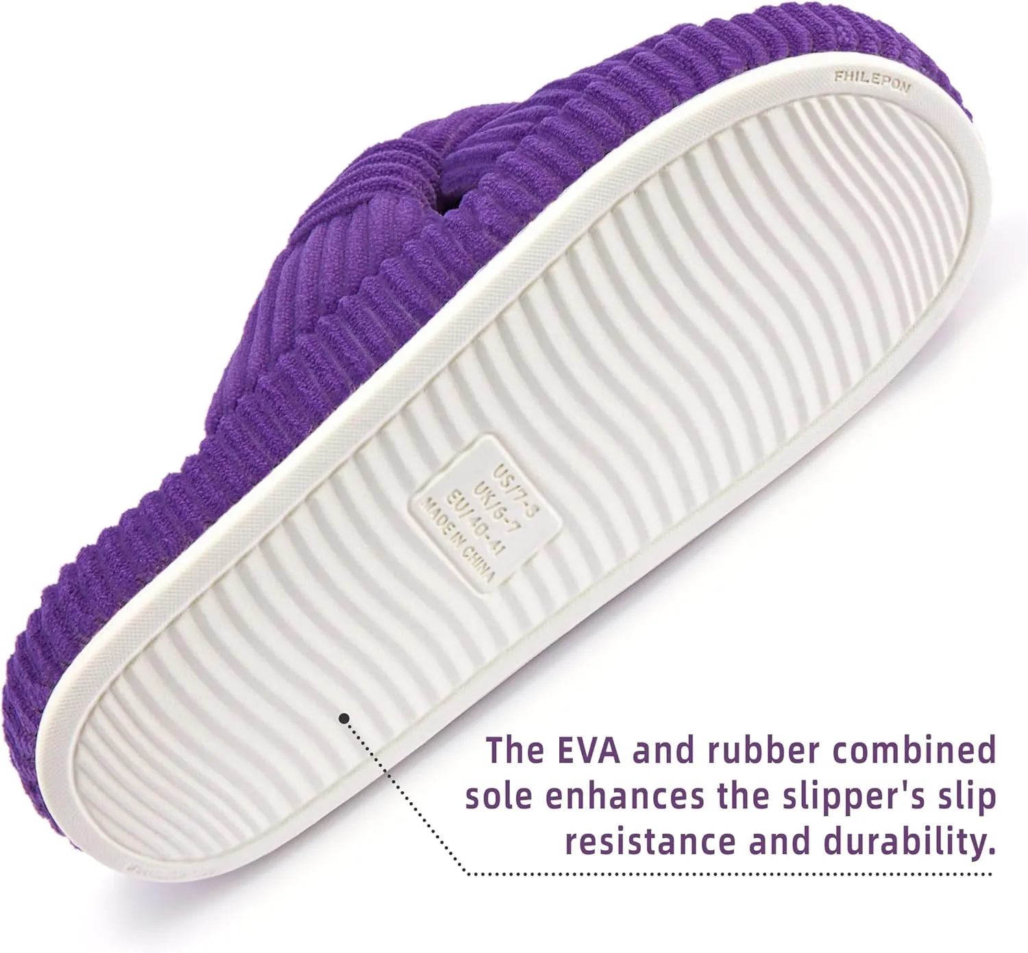 Women's House Slippers Corduroy Indoor Slippers Memory Foam Bedroom Open Toe Slippers Cross Band House Shoes
