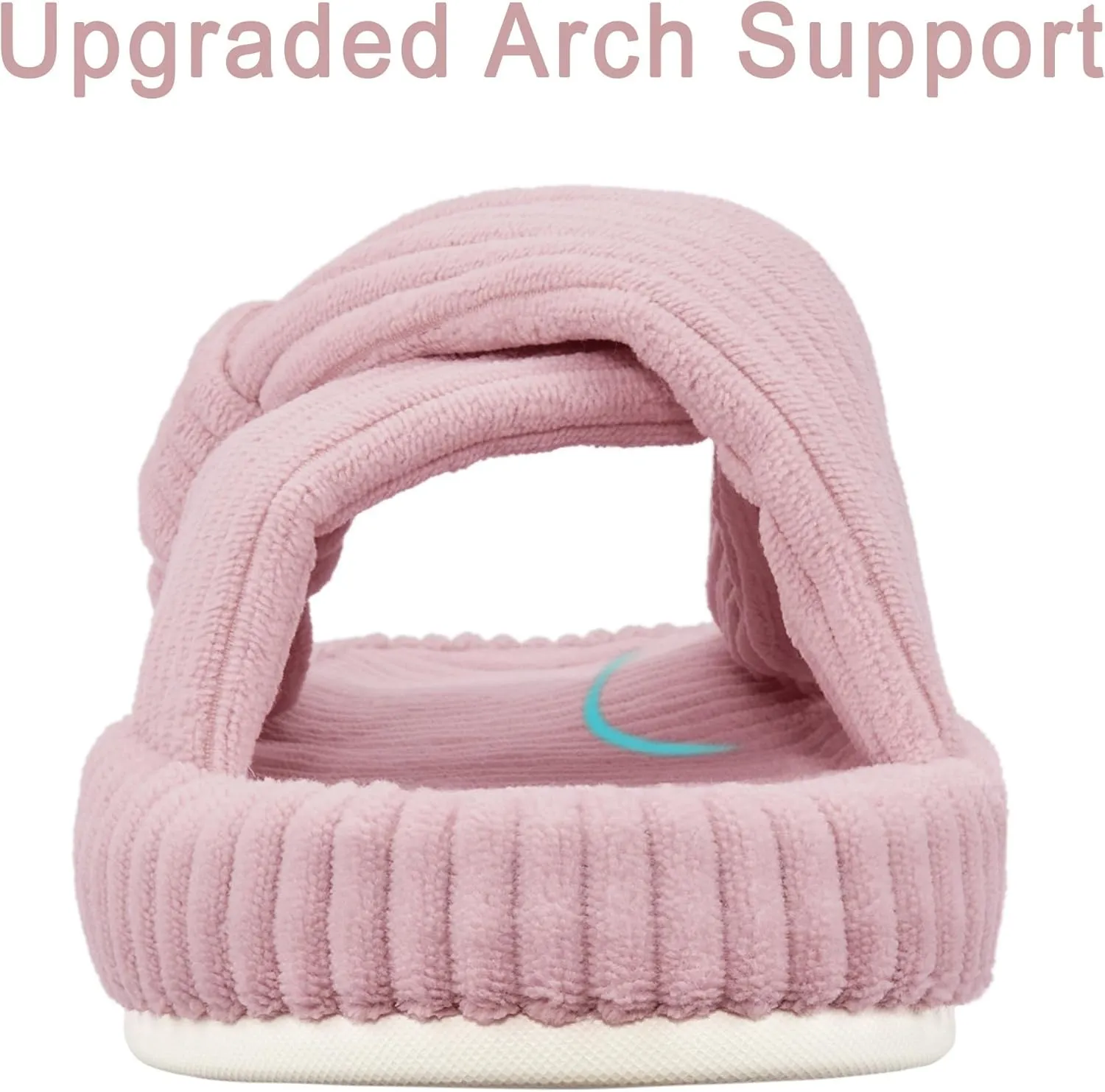 Women's House Slippers Corduroy Indoor Slippers Memory Foam Bedroom Open Toe Slippers Cross Band House Shoes