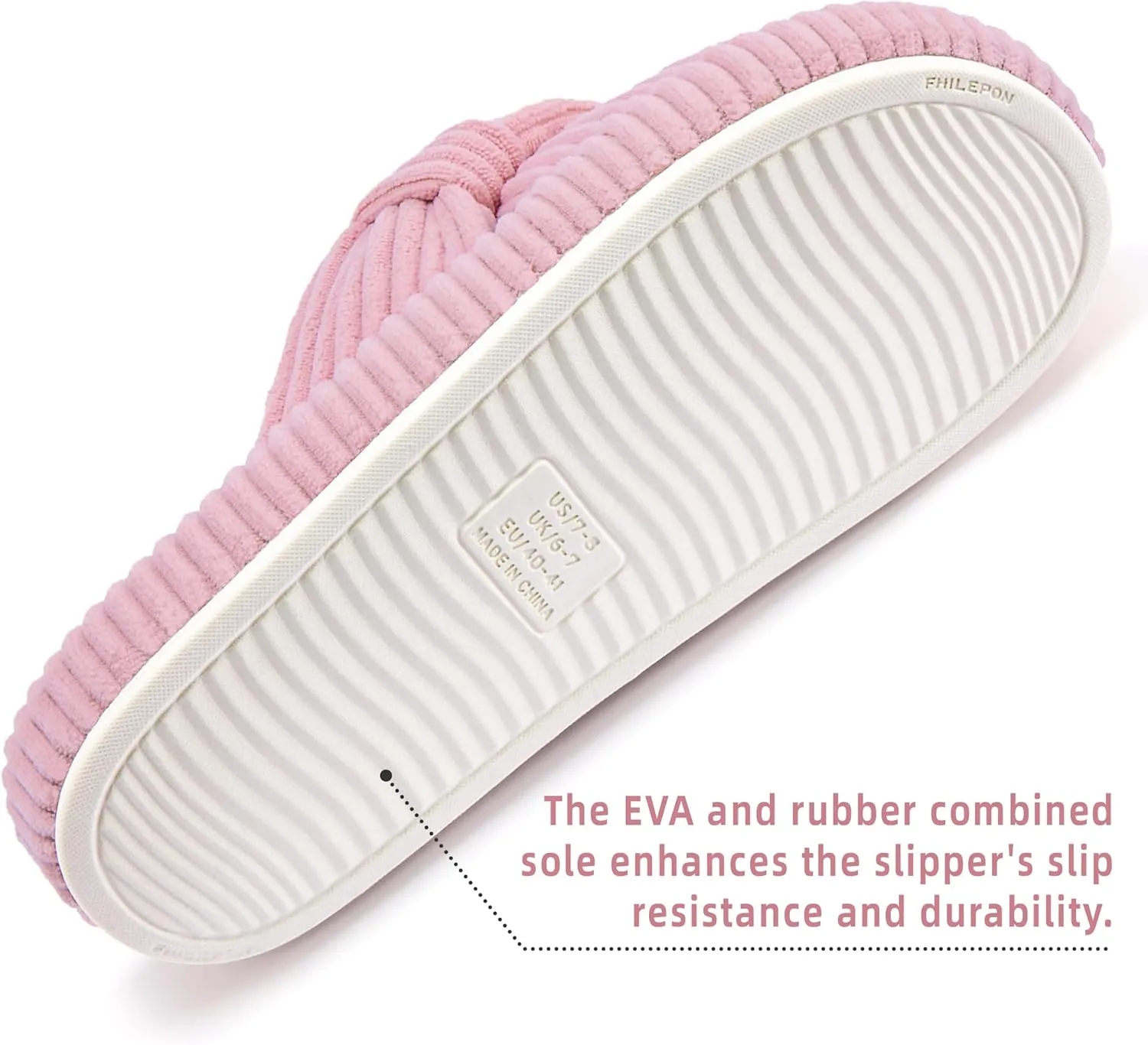Women's House Slippers Corduroy Indoor Slippers Memory Foam Bedroom Open Toe Slippers Cross Band House Shoes
