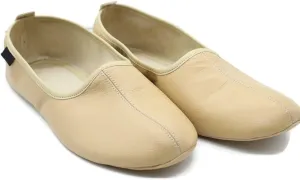 Women's Indoor Leather Slippers Cream in Womens Size 5 Traditional Babouche House Shoes Moccasin