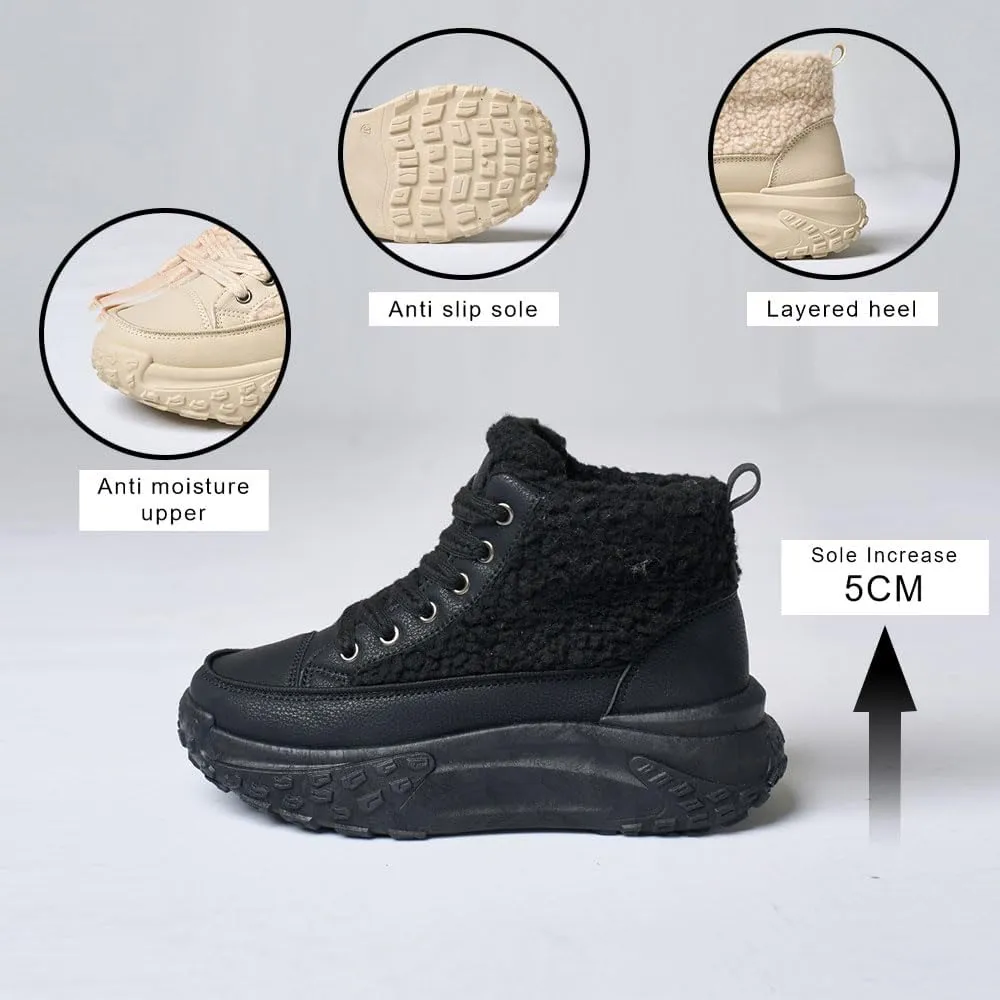 Women's Lace Up Winter Sports Shoes, Lightweight Hiking Shoes, Warm Casual Shoes