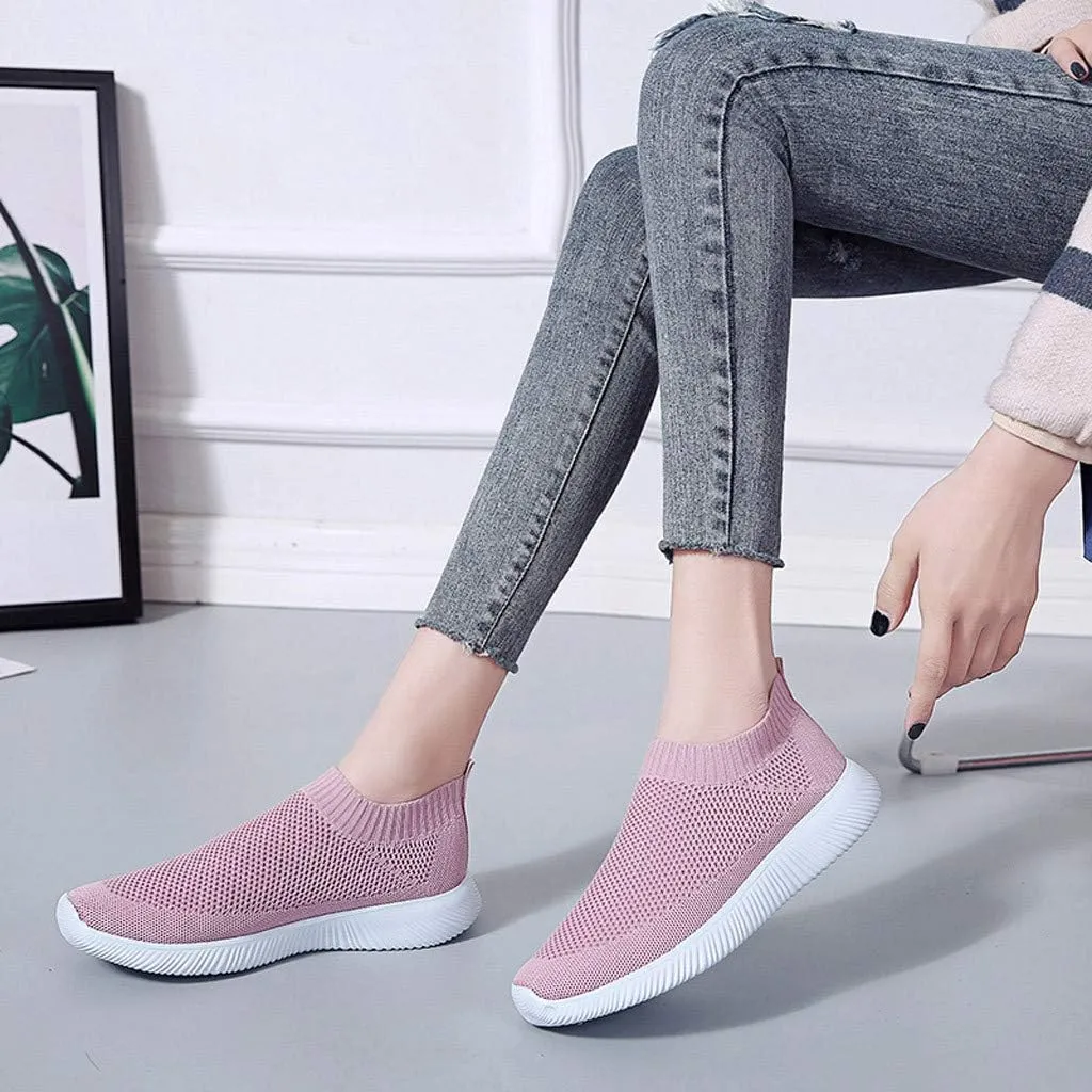 Womens Ladies Walking Running Shoes Slip On Lightweight Mens Running Shoes Mesh Women Casual Shoes Walking Sneakers Brown Tennis Shoe Casual Loafers