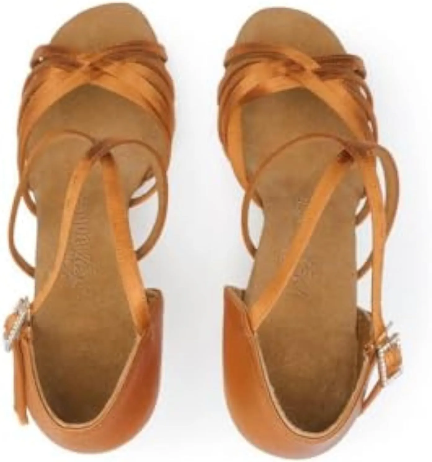 Women's Latin Dancing Shoes Leather Sandals Ballroom Salsa Practice Performance 216, Tan, 4.5-11