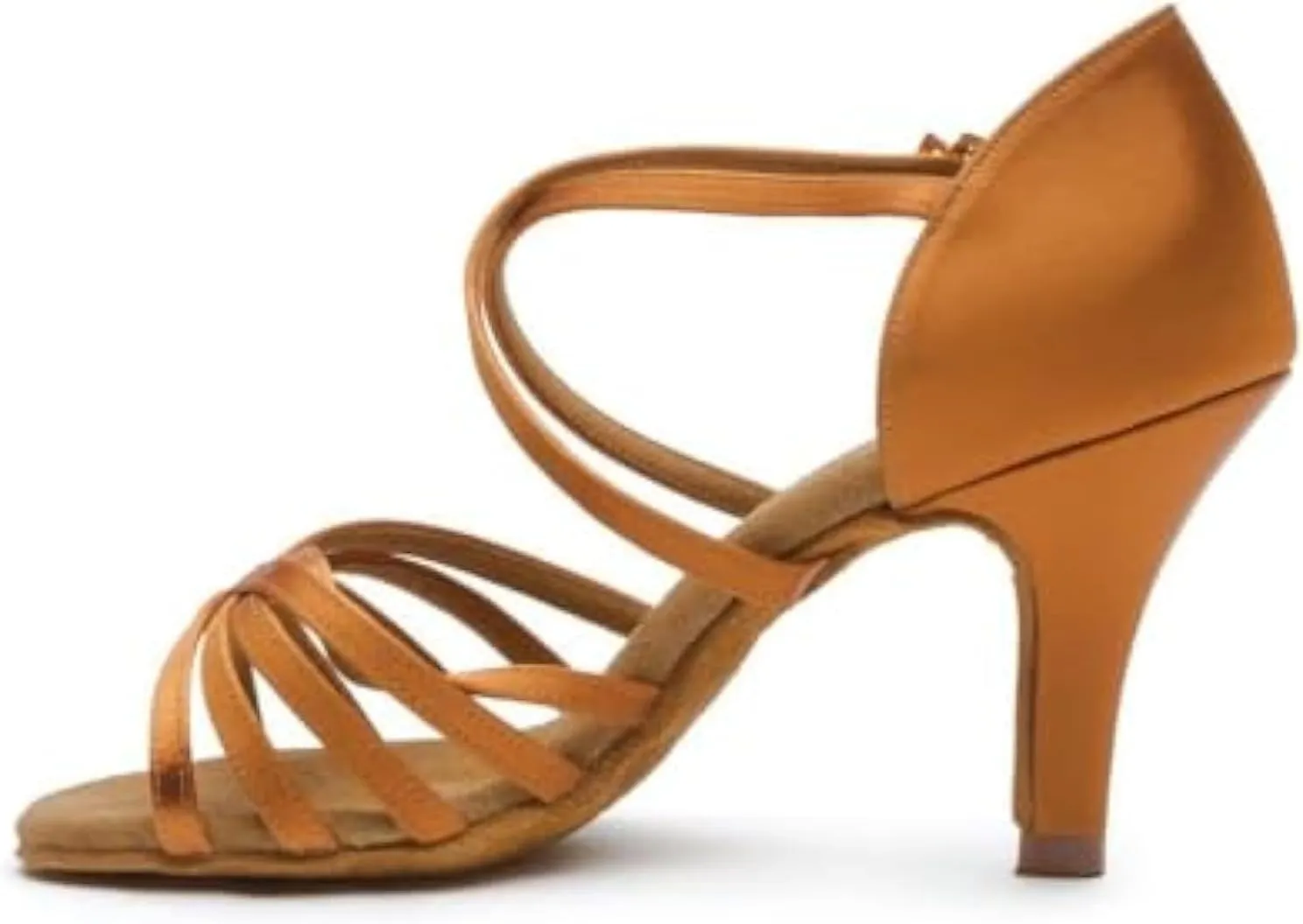 Women's Latin Dancing Shoes Leather Sandals Ballroom Salsa Practice Performance 216, Tan, 4.5-11