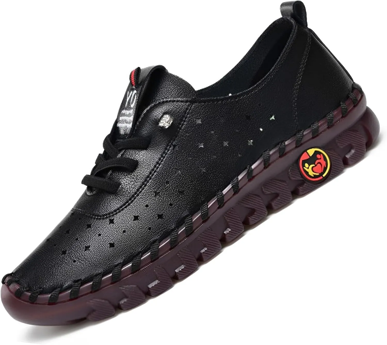 Women's Leather Soft Bottom Flat Shoes, Handmade Cowhide Loafers Breathable Non-Slip Comfort Orthopedic Walking Shoes