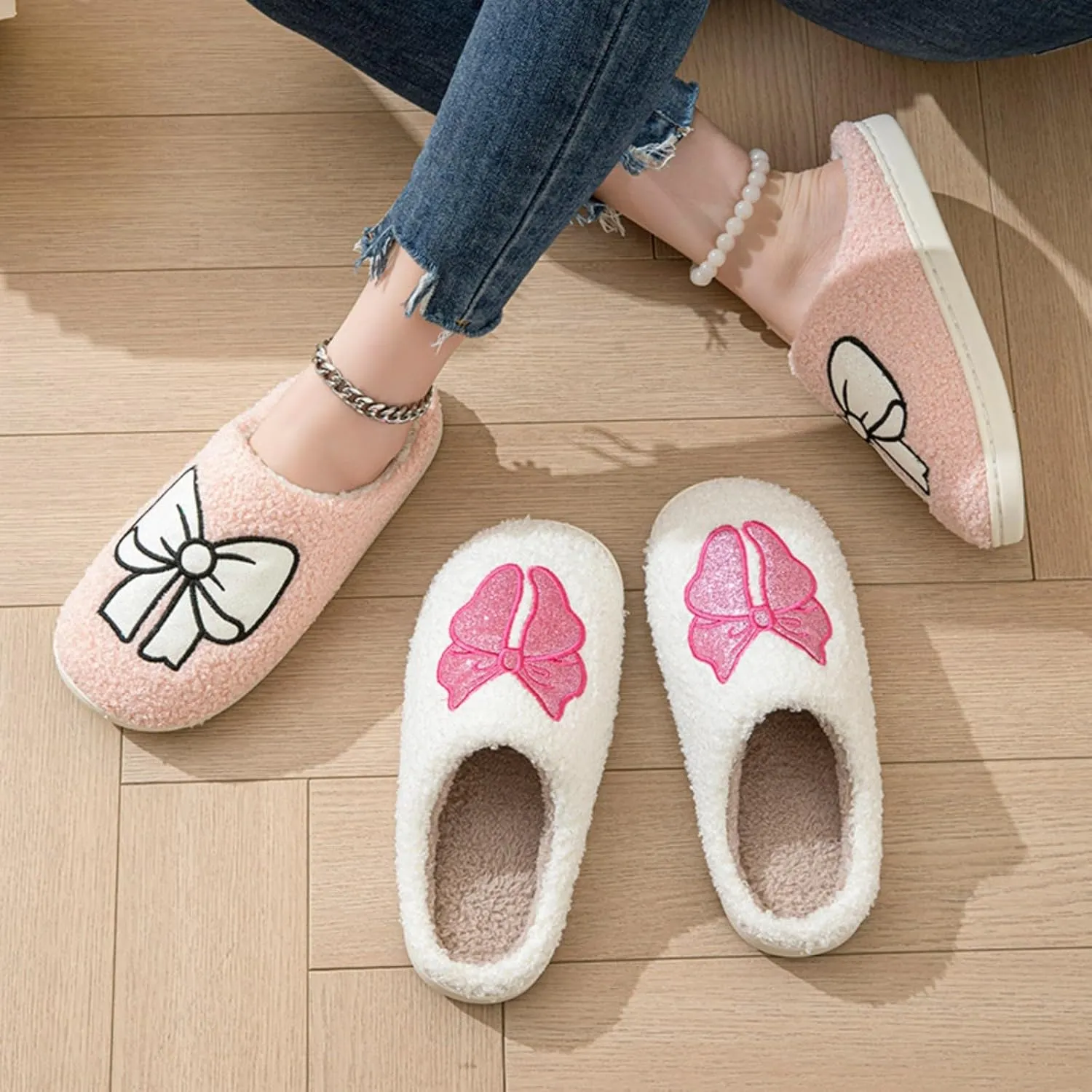 Women's Men's Bolt Happy Leopard Print Slippers Memory Foam Soft Plush Slippers Warm Non-Slip Home Shoes